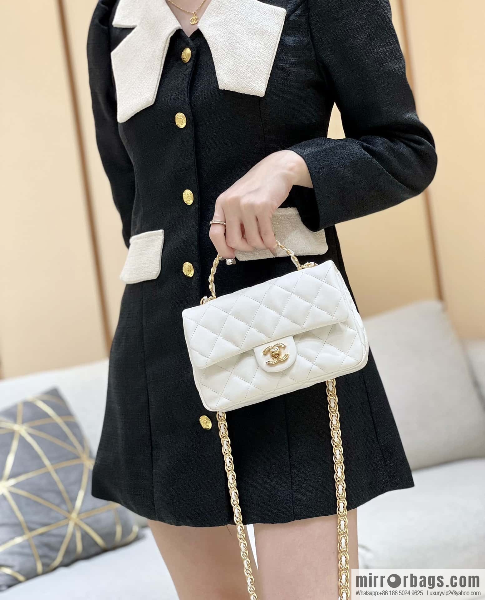 CHANEL 23S spring/summer series CF handle mini AS4023 white