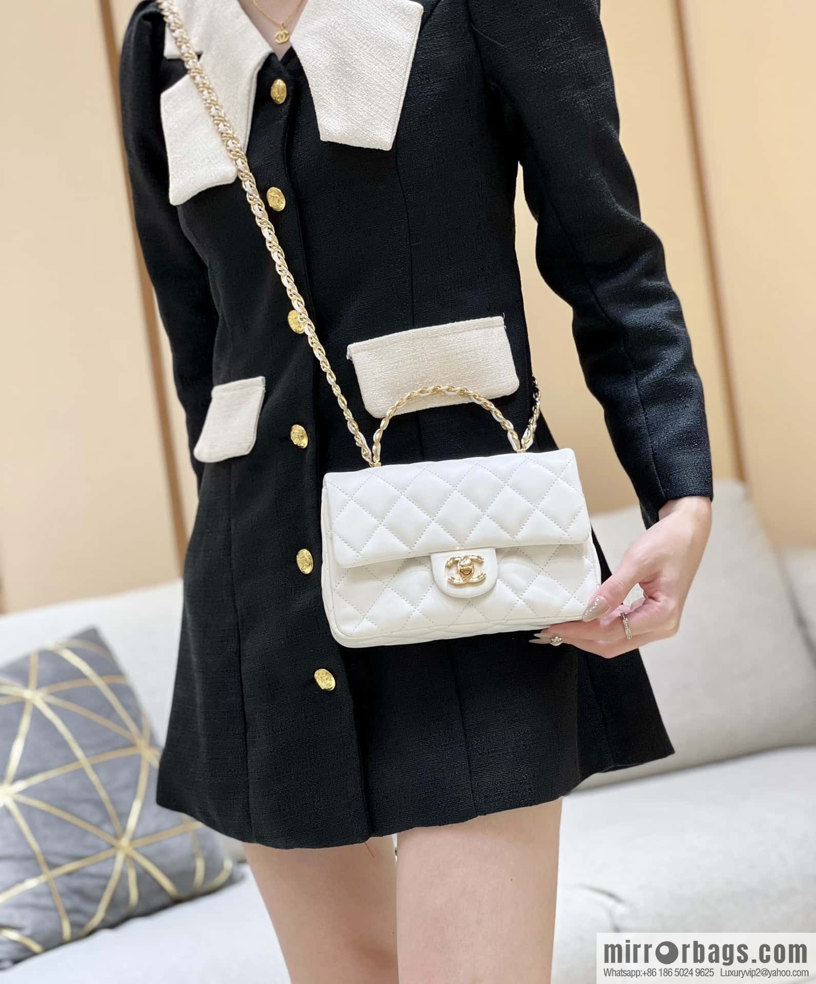 CHANEL 23S spring/summer series CF handle mini AS4023 white