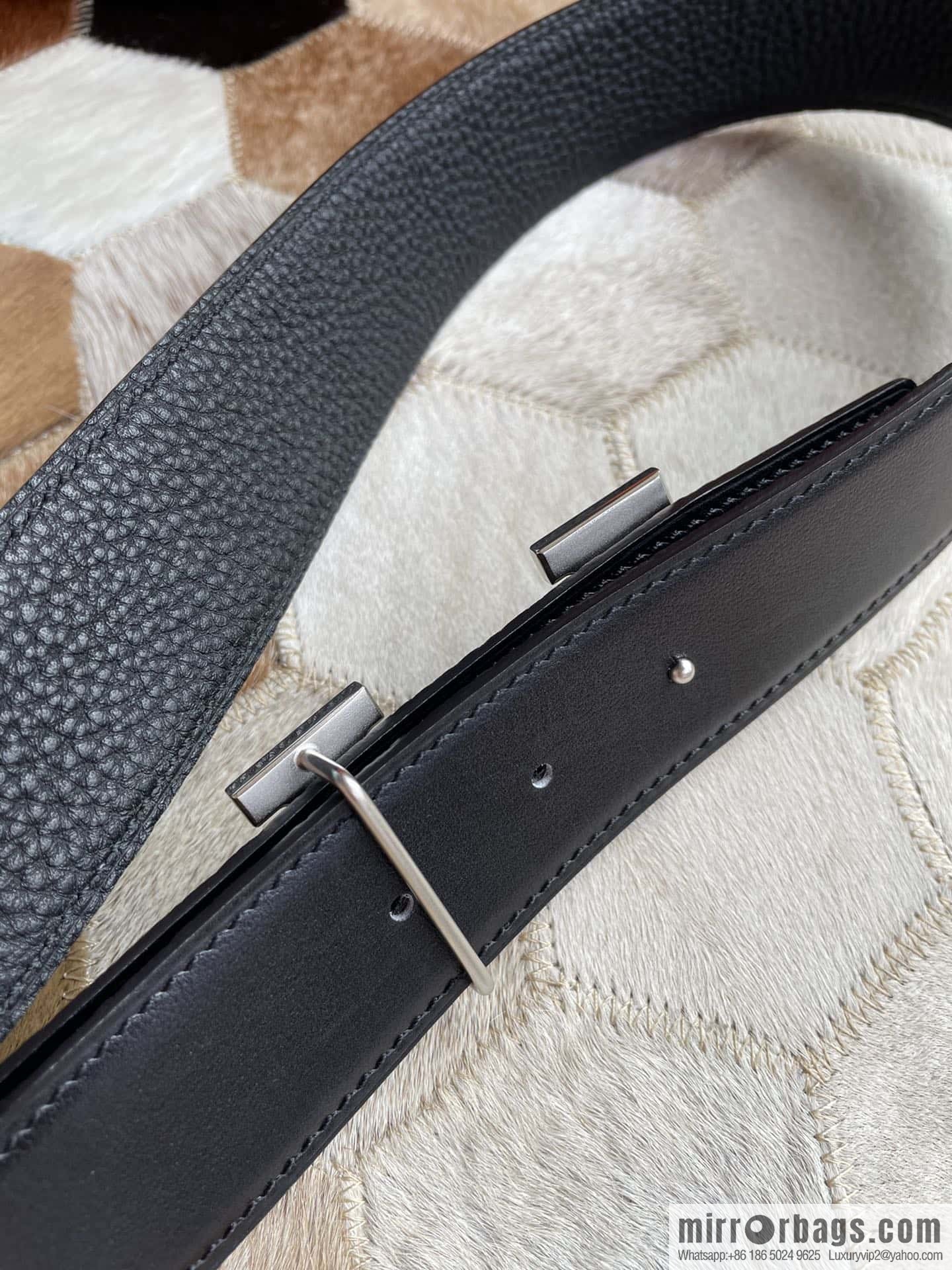 Hermes Hermes with H Gold/Silver Metal Solder Joint Buckle Men's Double-Sided Leather Belt 38mm
