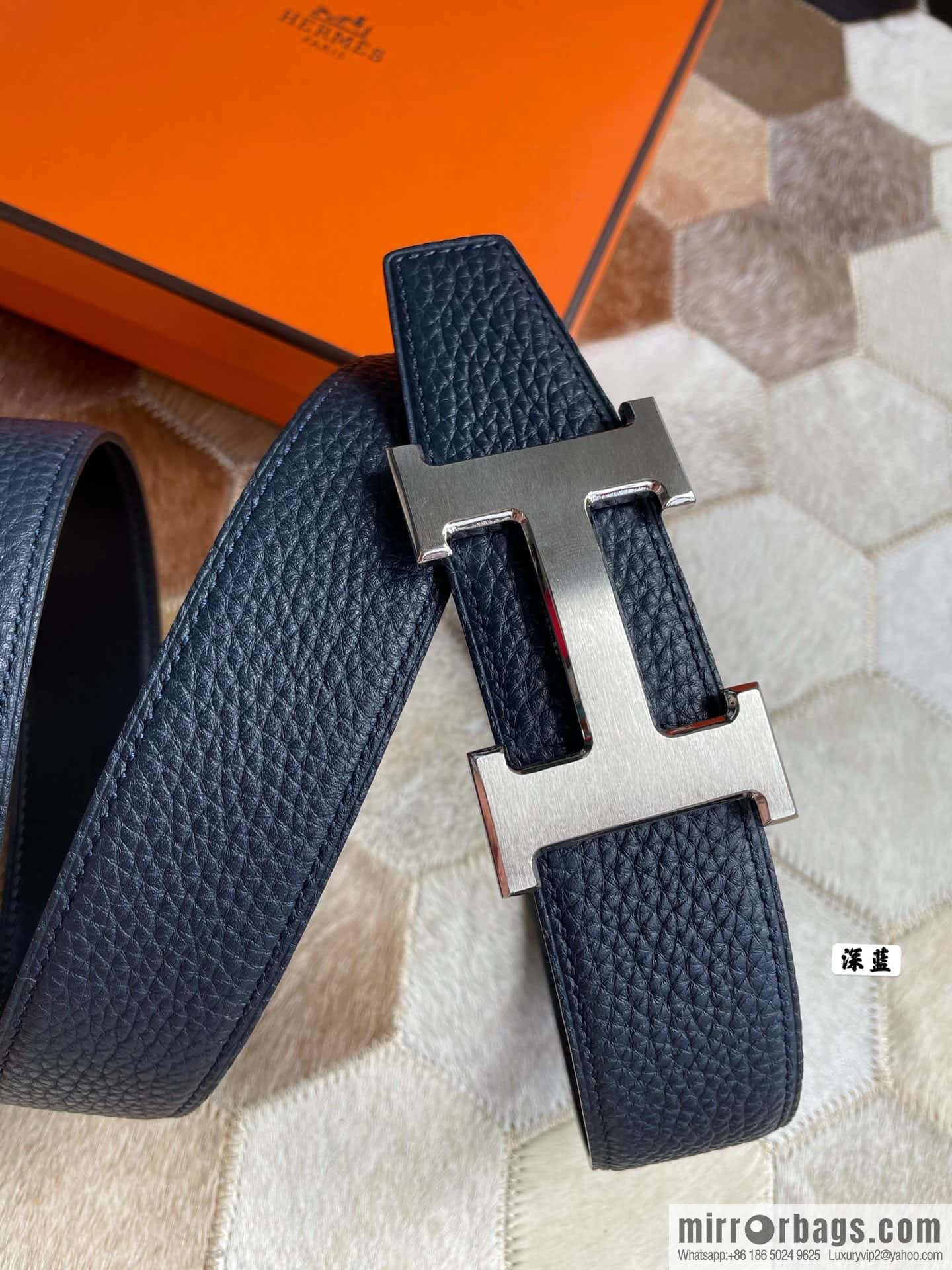 Hermes Hermes with H Gold/Silver Metal Solder Joint Buckle Men's Double-Sided Leather Belt 38mm