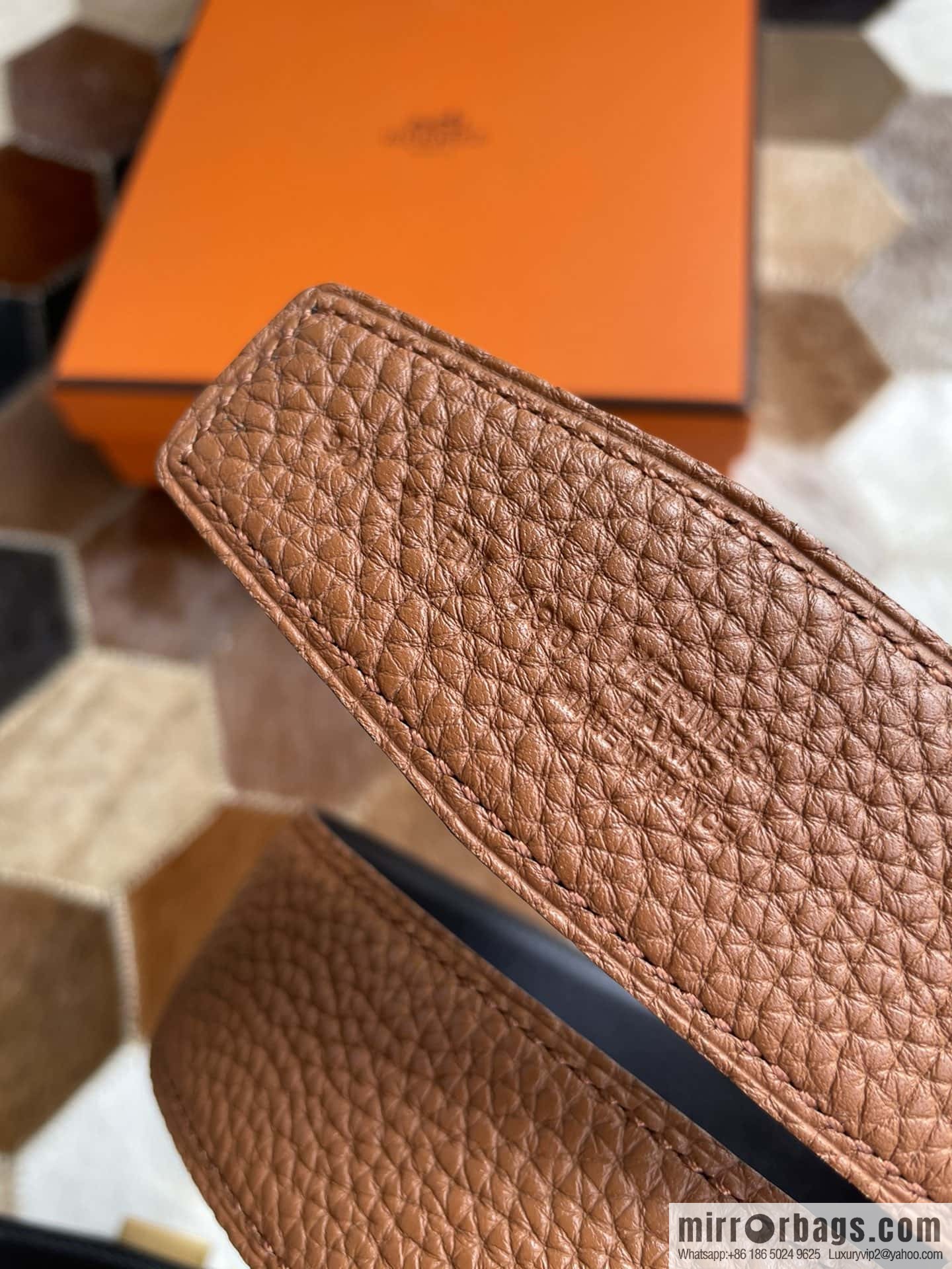 Hermes Hermes with H Gold/Silver Metal Solder Joint Buckle Men's Double-Sided Leather Belt 38mm