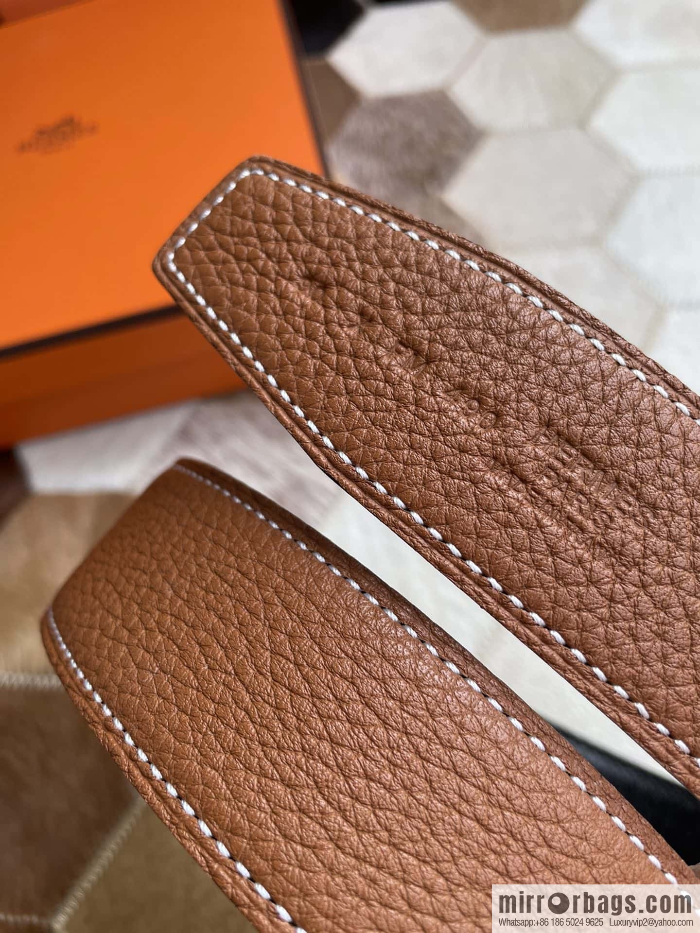 Hermes Hermes with H Gold/Silver Metal Solder Joint Buckle Men's Double-Sided Leather Belt 38mm