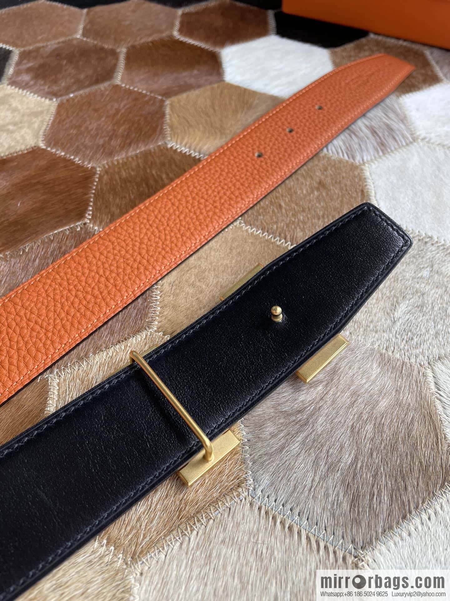 Hermes Hermes with H Gold/Silver Metal Solder Joint Buckle Men's Double-Sided Leather Belt 38mm