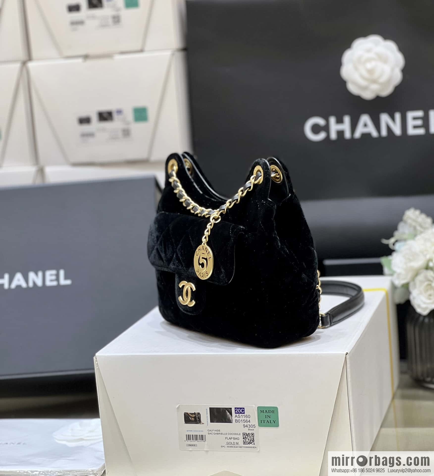 CHANEL 23B Velvet Tmall Genie AS4323 black