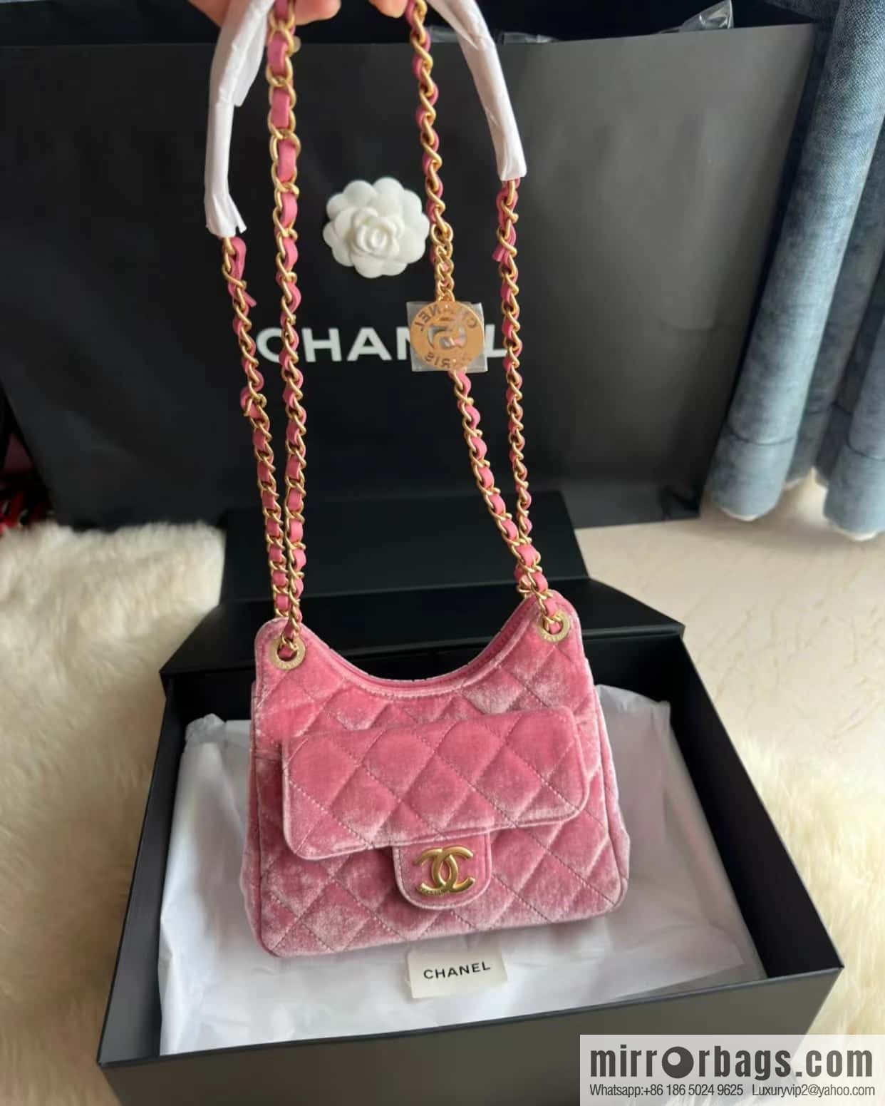 CHANEL 23B Velvet Tmall Genie AS4323 pink