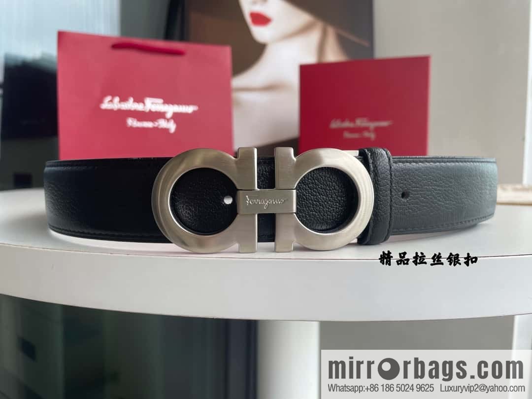 Ferragam Ferragamo, double-sided with a delicate first-layer cowhide 3.5cm belt