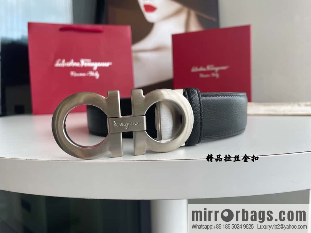 Ferragam Ferragamo, double-sided with a delicate first-layer cowhide 3.5cm belt
