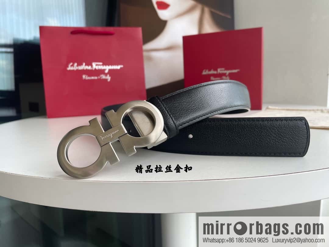 Ferragam Ferragamo, double-sided with a delicate first-layer cowhide 3.5cm belt