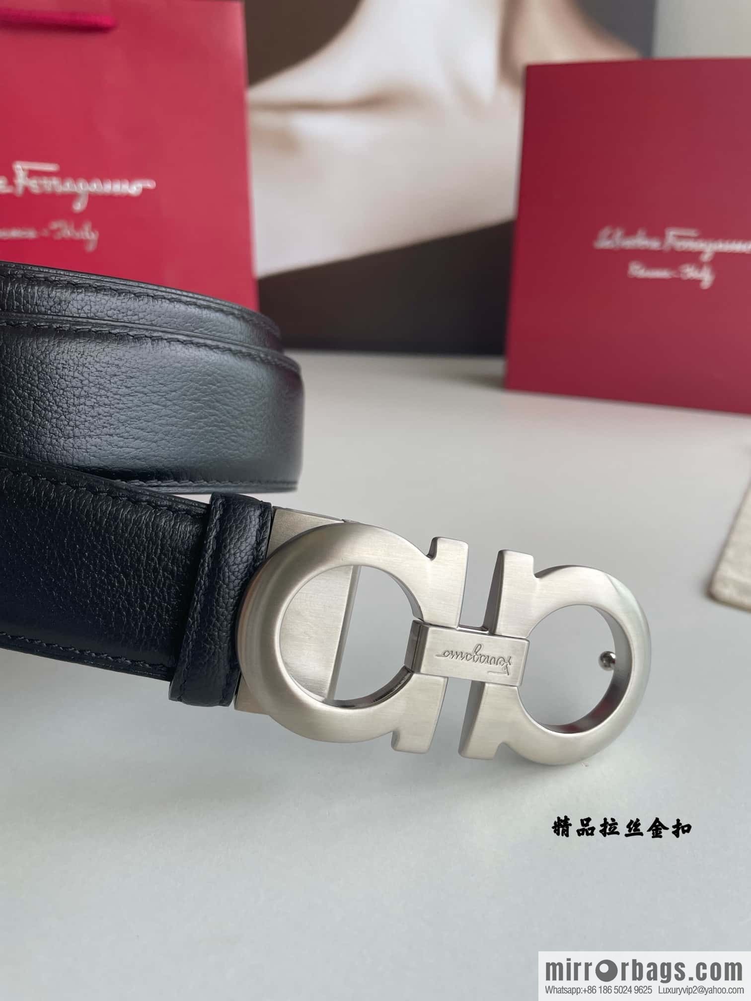 Ferragam Ferragamo, double-sided with a delicate first-layer cowhide 3.5cm belt