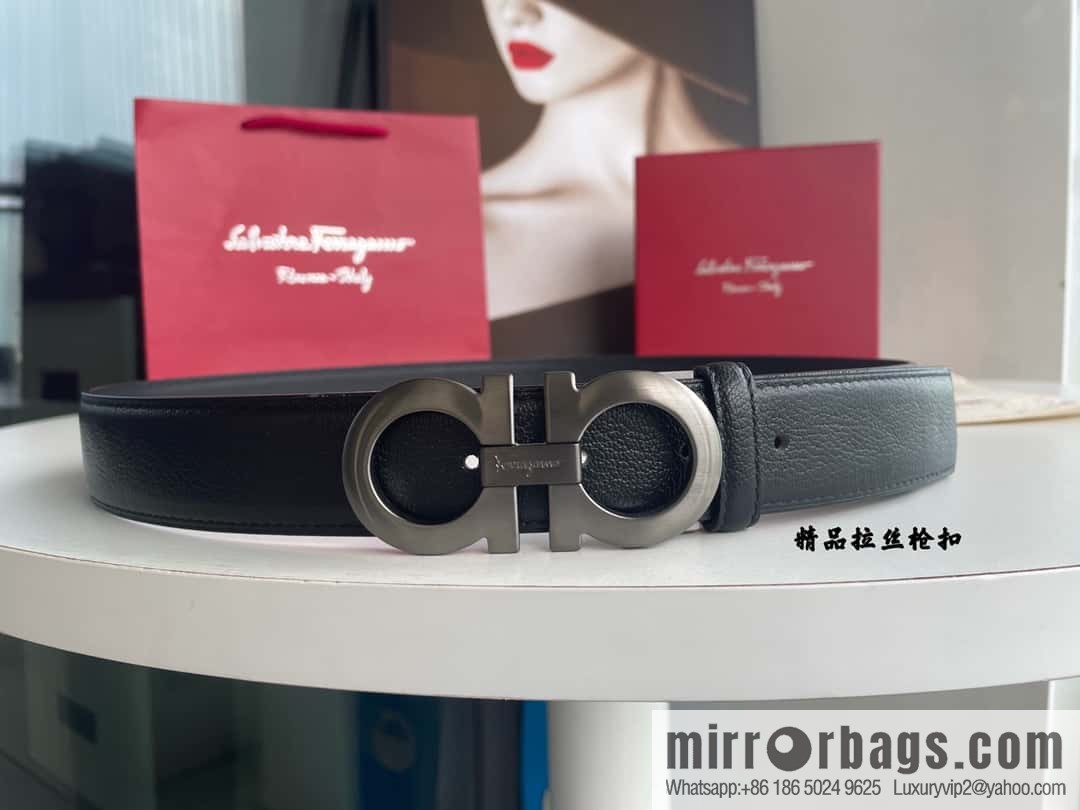Ferragam Ferragamo, double-sided with a delicate first-layer cowhide 3.5cm belt