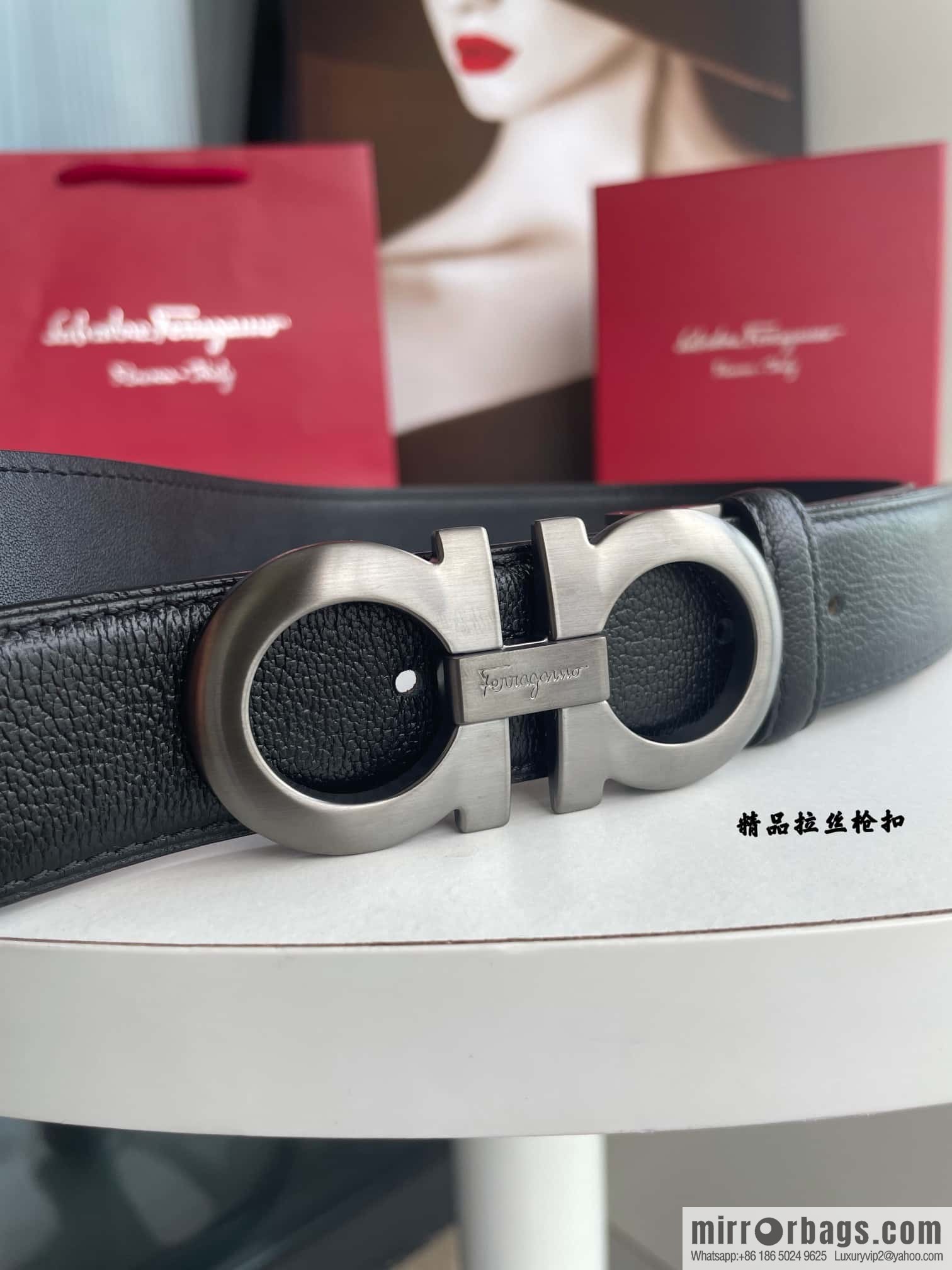 Ferragam Ferragamo, double-sided with a delicate first-layer cowhide 3.5cm belt