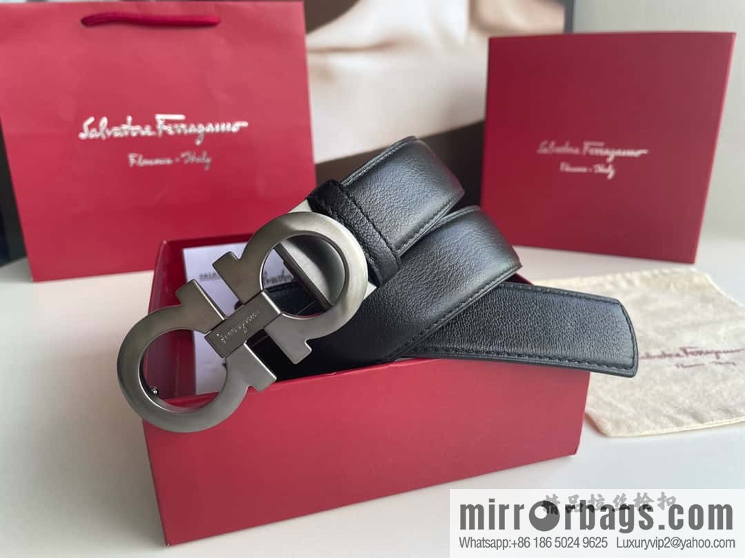 Ferragam Ferragamo, double-sided with a delicate first-layer cowhide 3.5cm belt