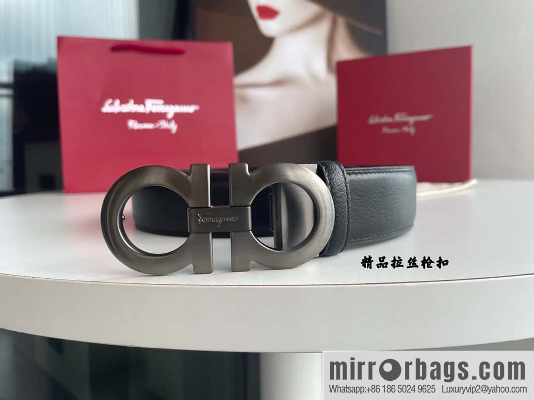 Ferragam Ferragamo, double-sided with a delicate first-layer cowhide 3.5cm belt
