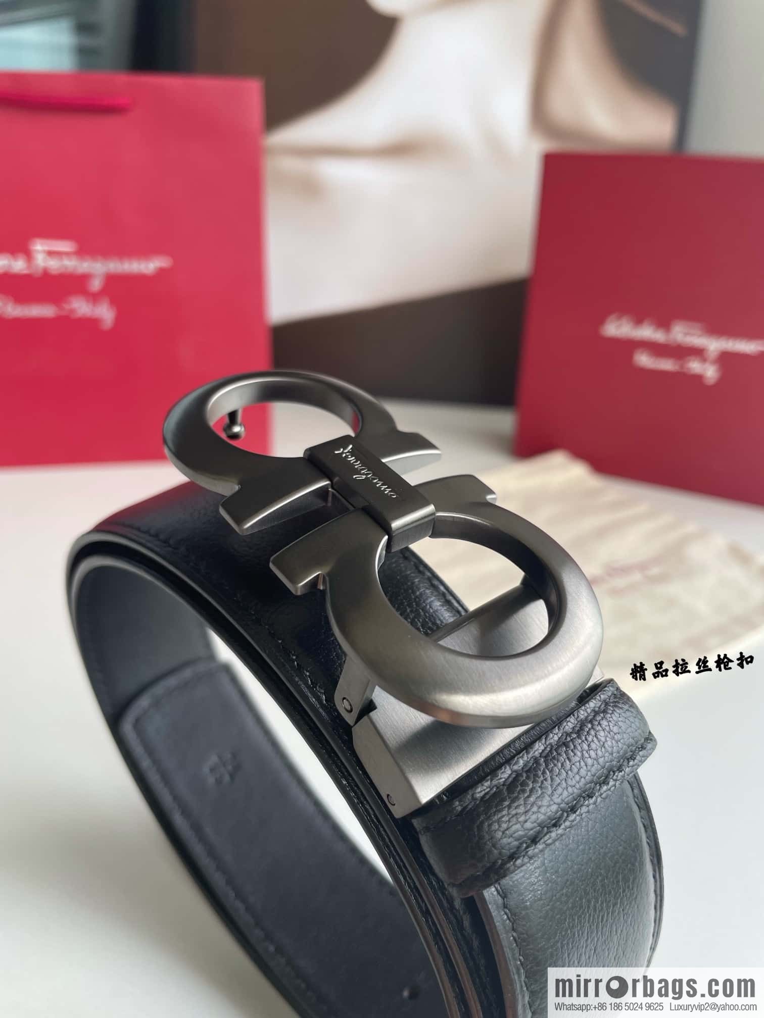 Ferragam Ferragamo, double-sided with a delicate first-layer cowhide 3.5cm belt