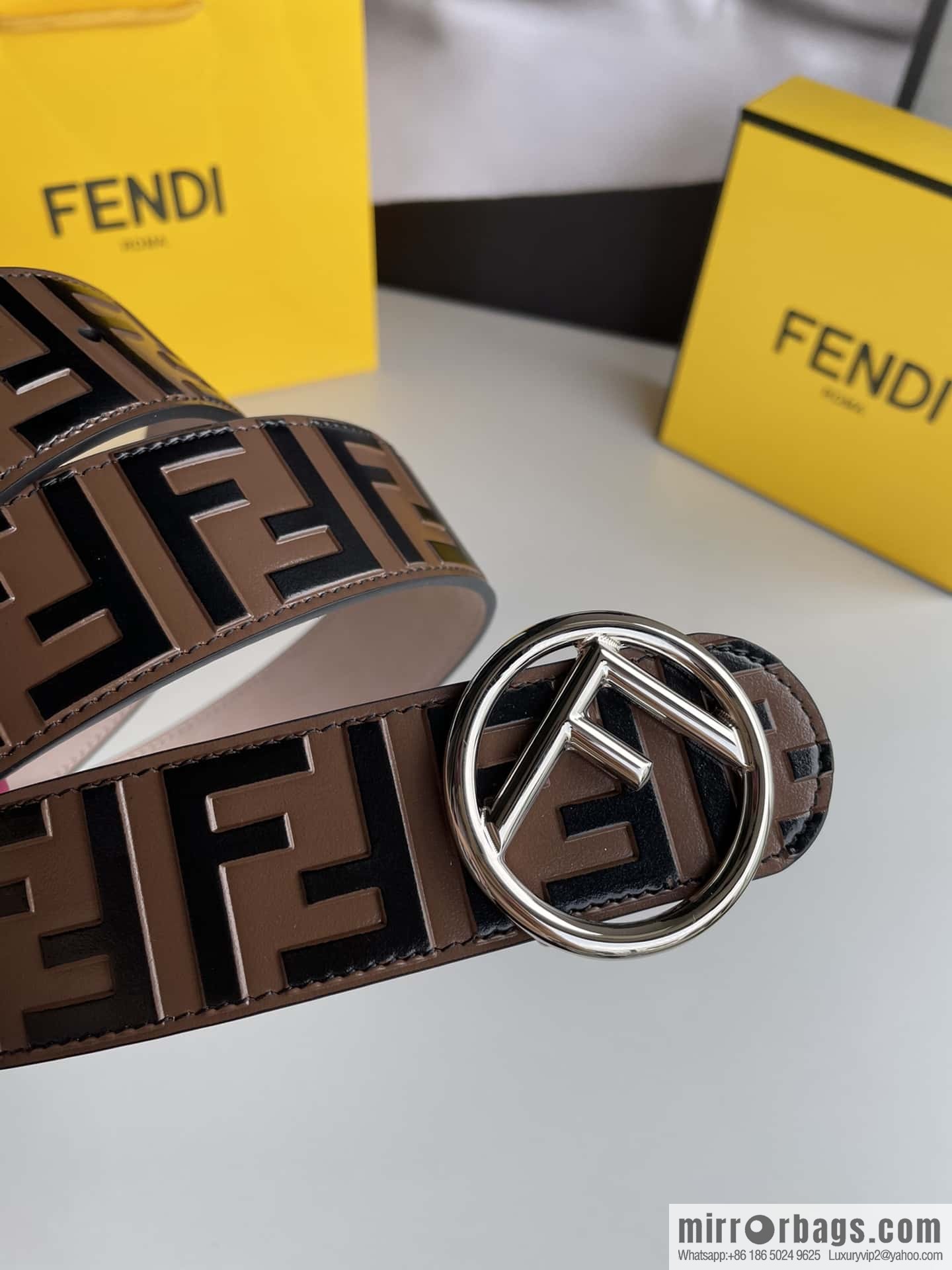 FENDI Fendi with F is Fendi logo shape buckle print belt 4.0 cm