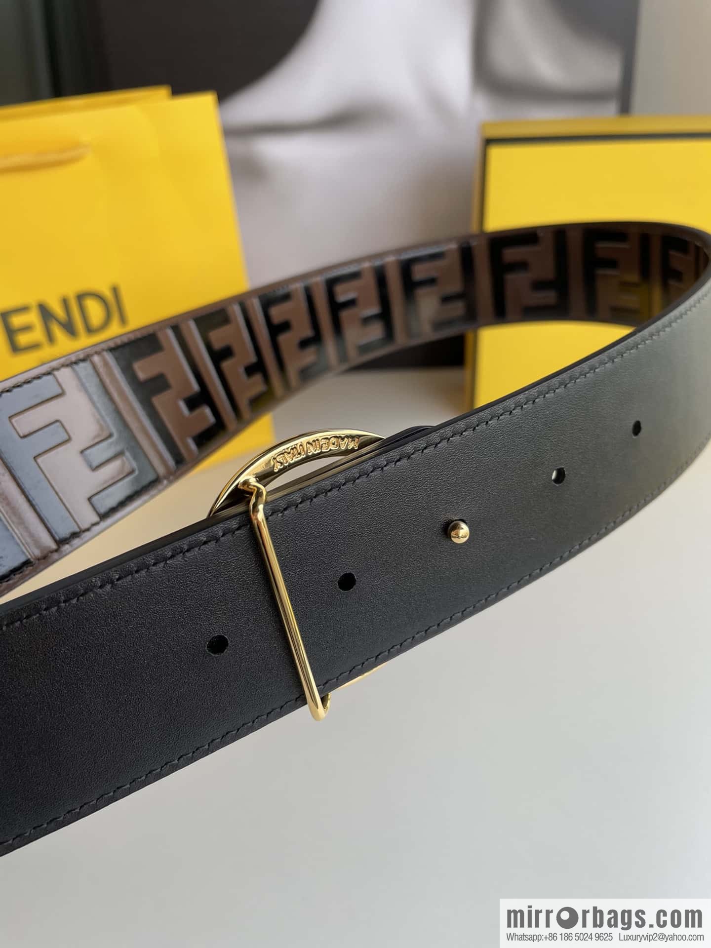 FENDI Fendi with F is Fendi logo shape buckle print belt 4.0 cm