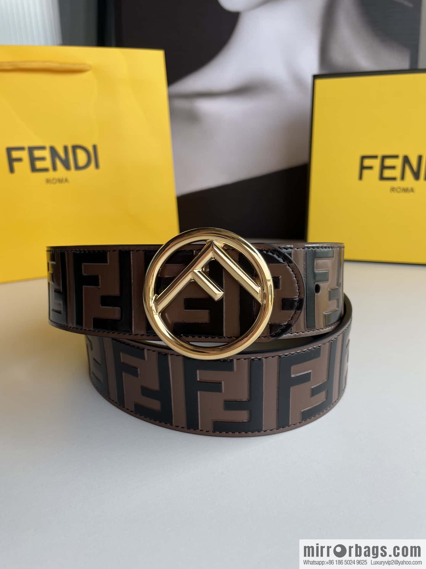 FENDI Fendi with F is Fendi logo shape buckle print belt 4.0 cm