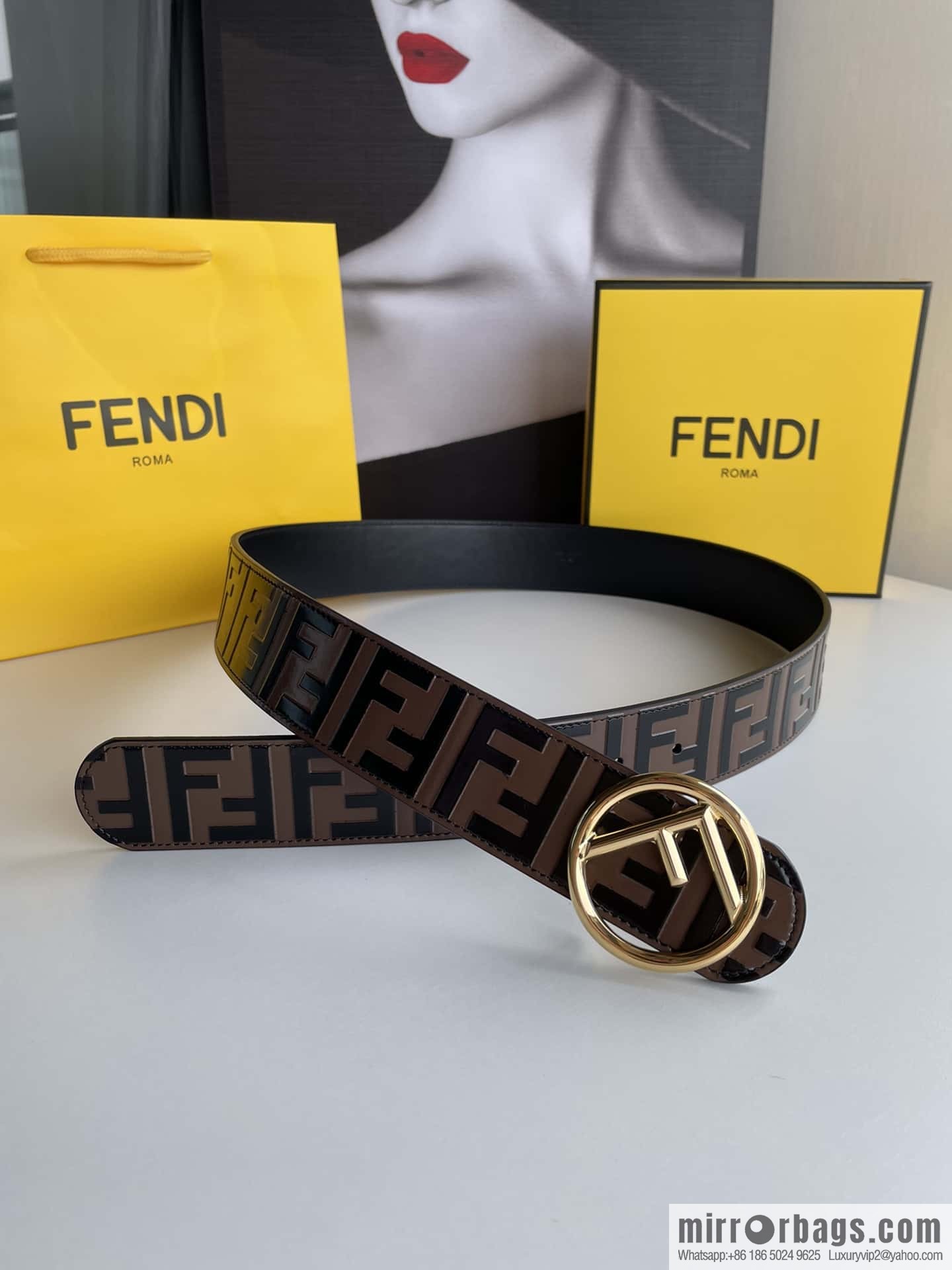FENDI Fendi with F is Fendi logo shape buckle print belt 4.0 cm