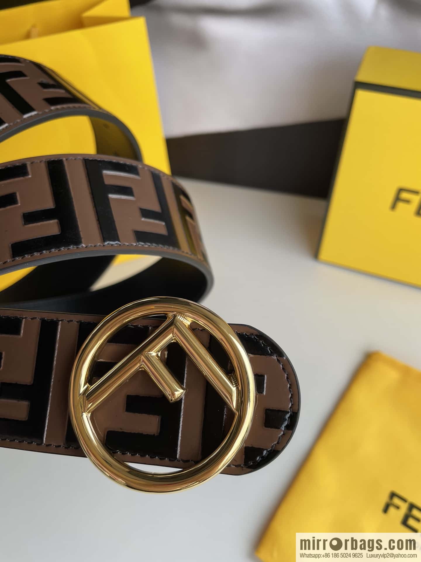 FENDI Fendi with F is Fendi logo shape buckle print belt 4.0 cm