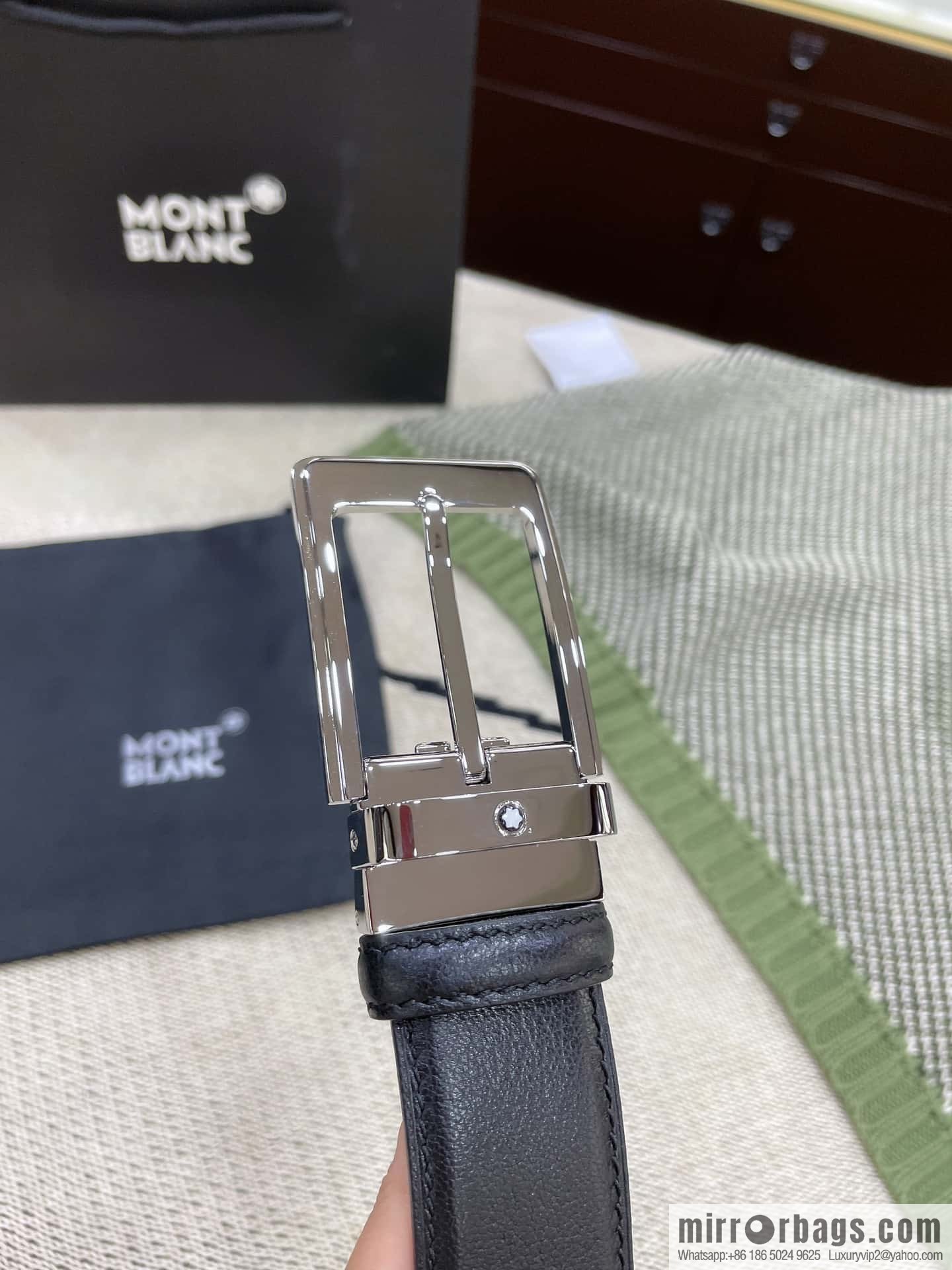 MONTBLANC's new black series pin buckle double-sided delicate first-layer cowhide belt
