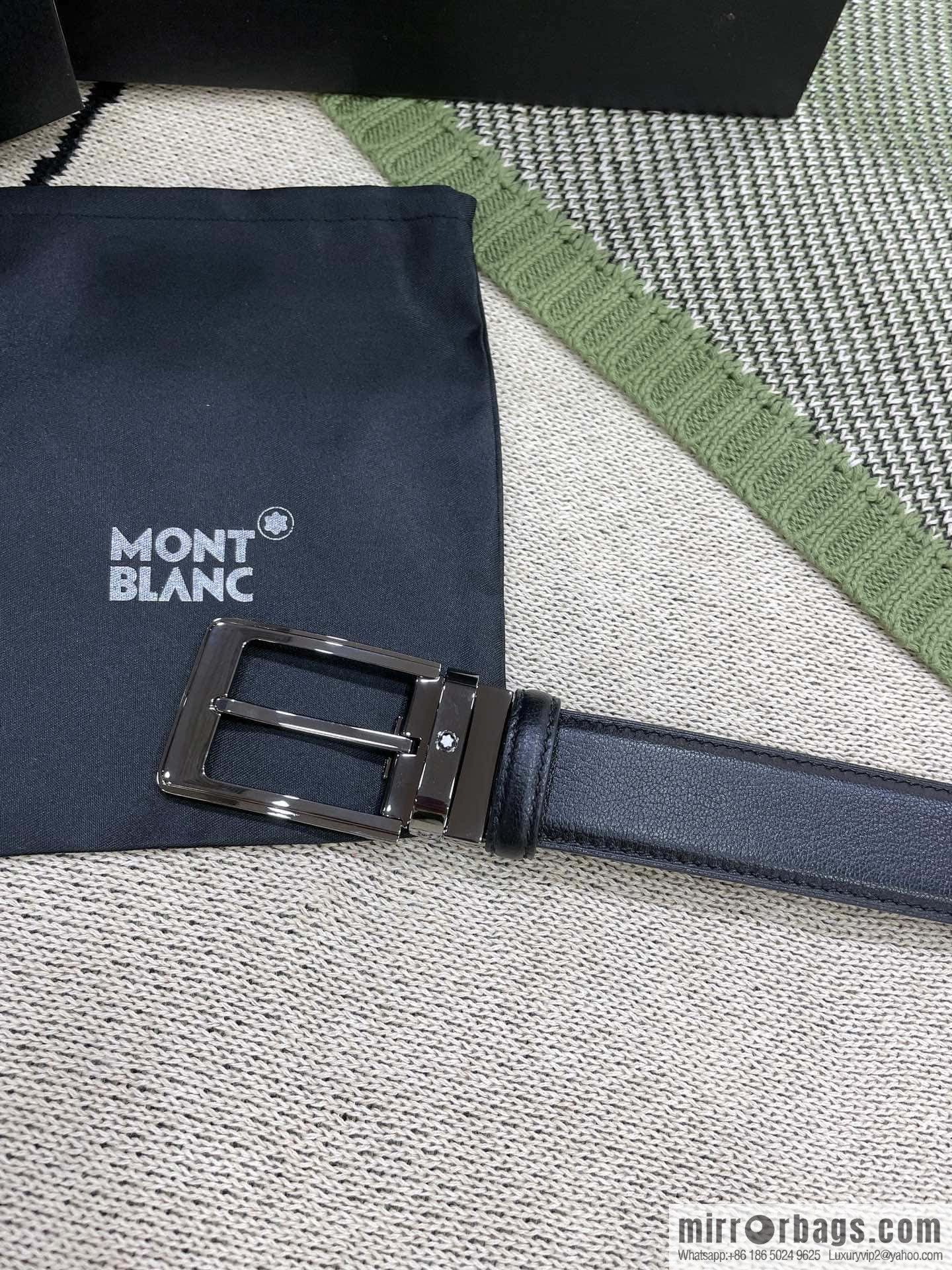 MONTBLANC's new black series pin buckle double-sided delicate first-layer cowhide belt