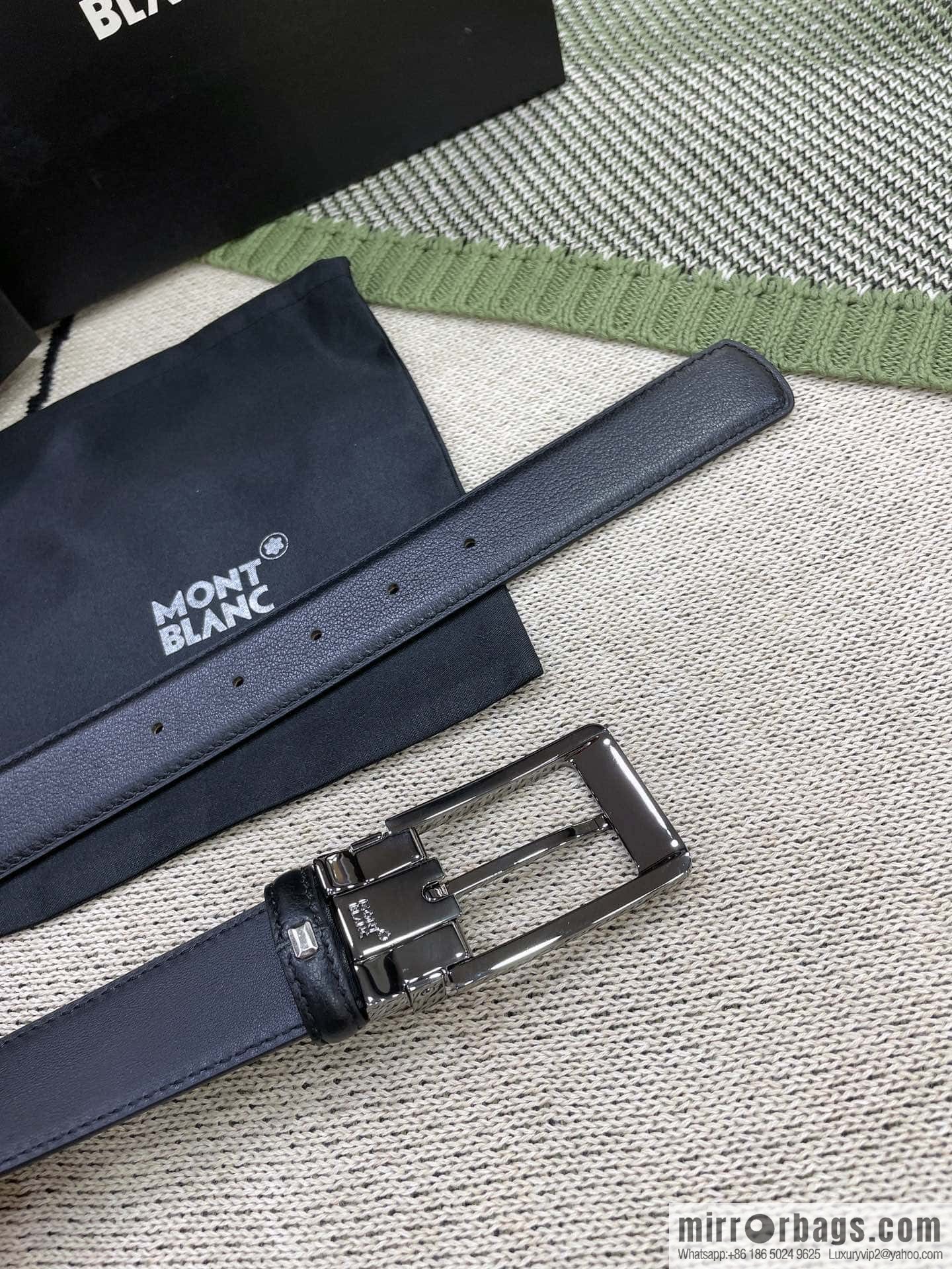 MONTBLANC's new black series pin buckle double-sided delicate first-layer cowhide belt