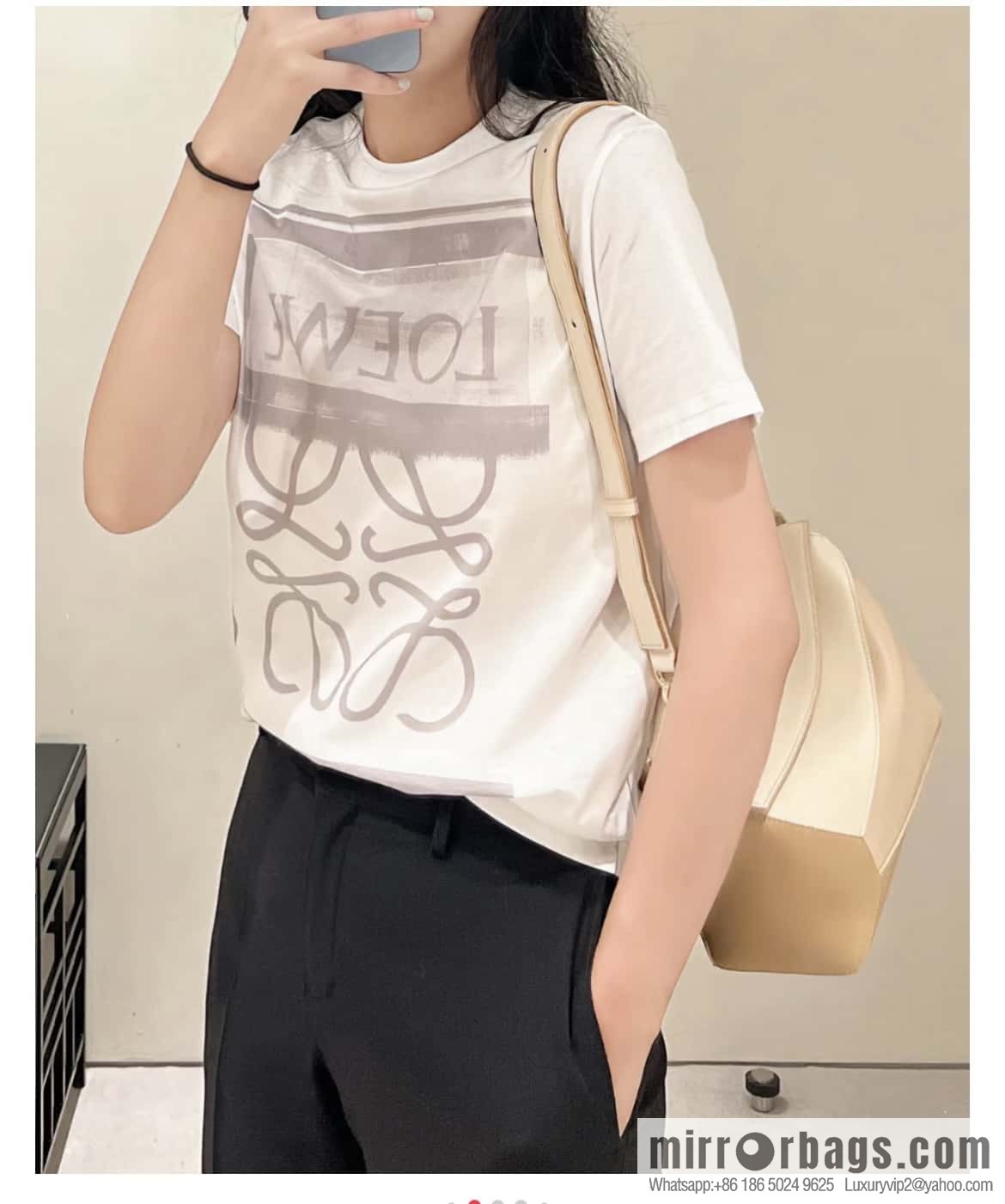 LOEWE Puzzle 24CM bag leather small geometric bag 0681 milk tea color matching