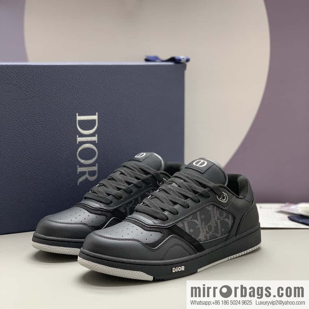 DIOR Dior B27 low-top sneakers with beige and black Oblique print inlay on the side