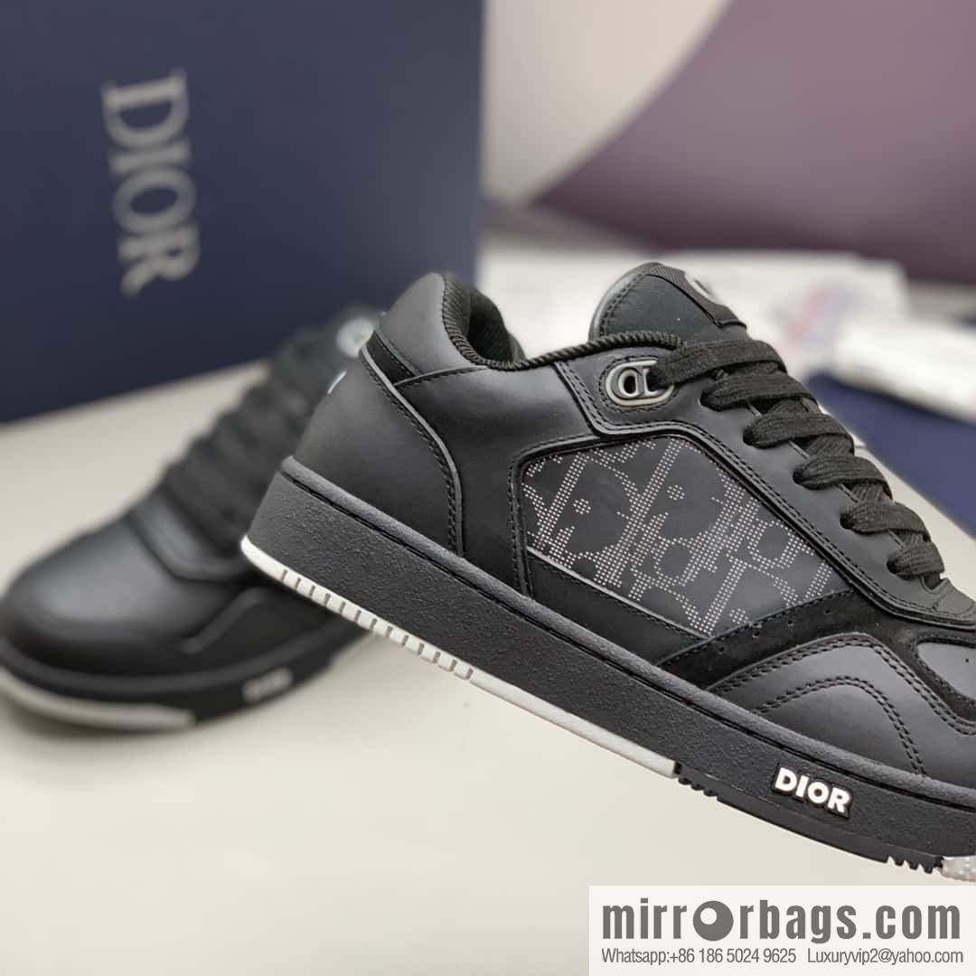 DIOR Dior B27 low-top sneakers with beige and black Oblique print inlay on the side