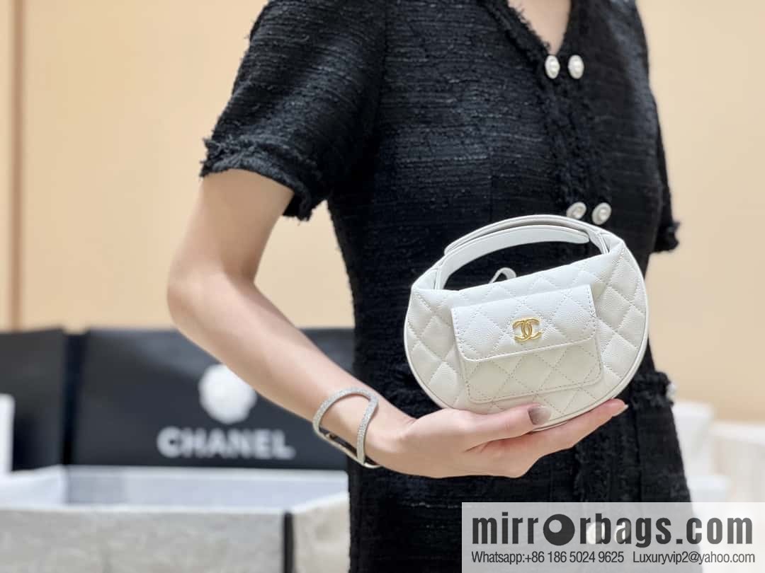 CHANEL 23B autumn and winter trailer series, lychee leather hula hoop AP3467 white