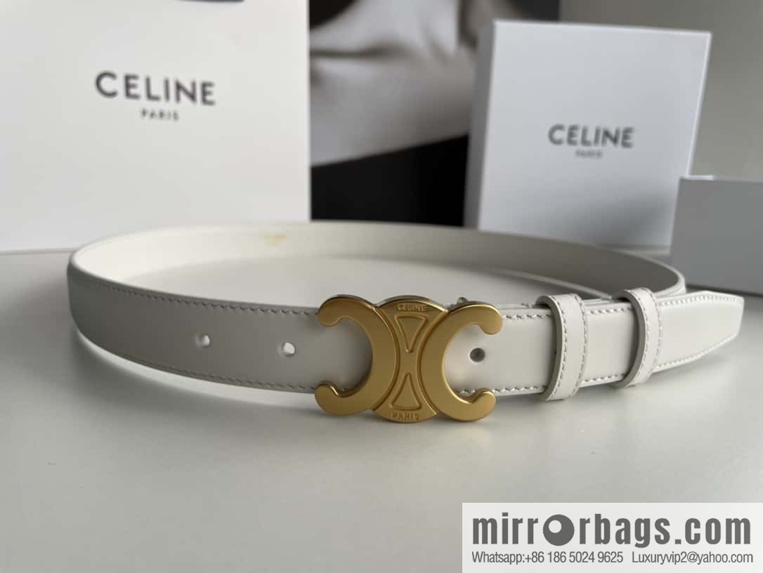 CELINE Arc de Triomphe logo gold buckle trendy belt 2.5cm