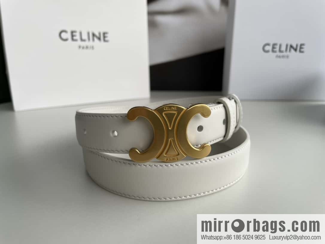 CELINE Arc de Triomphe logo gold buckle trendy belt 2.5cm
