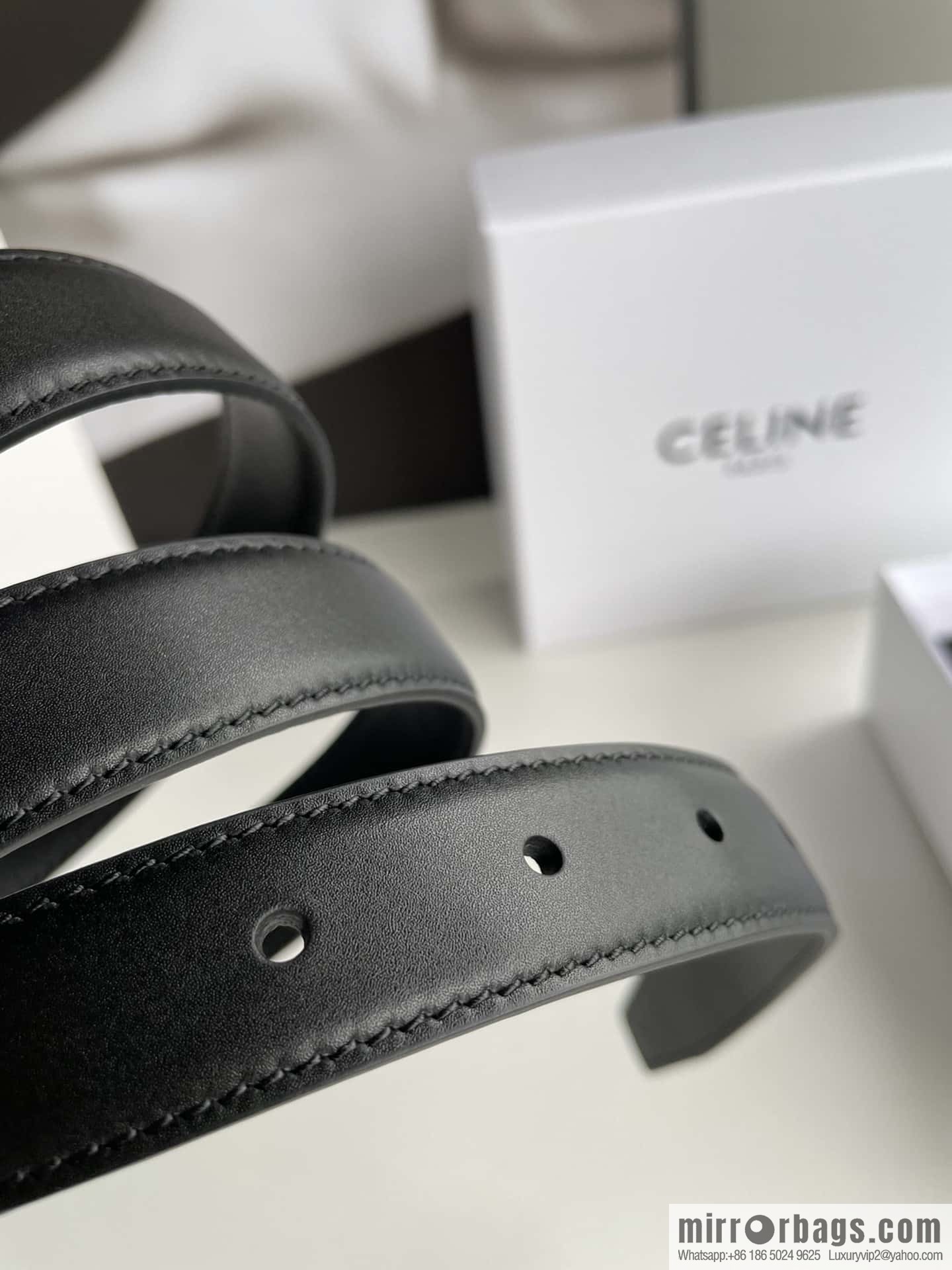 CELINE Arc de Triomphe logo gold buckle trendy belt 2.5cm