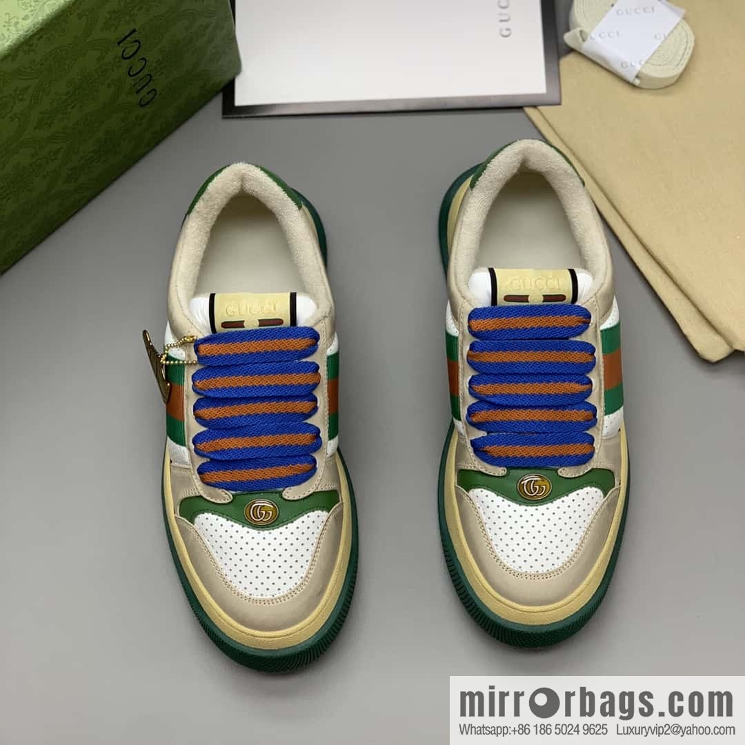GUCCI retro style green and orange webbing, couple's platform shoes