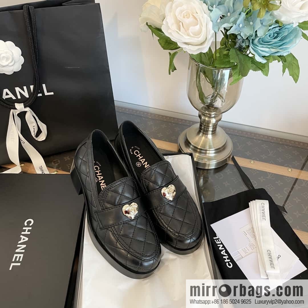 CHANEL Xiaoxiang love gold buckle platform loafers G39697 full leather