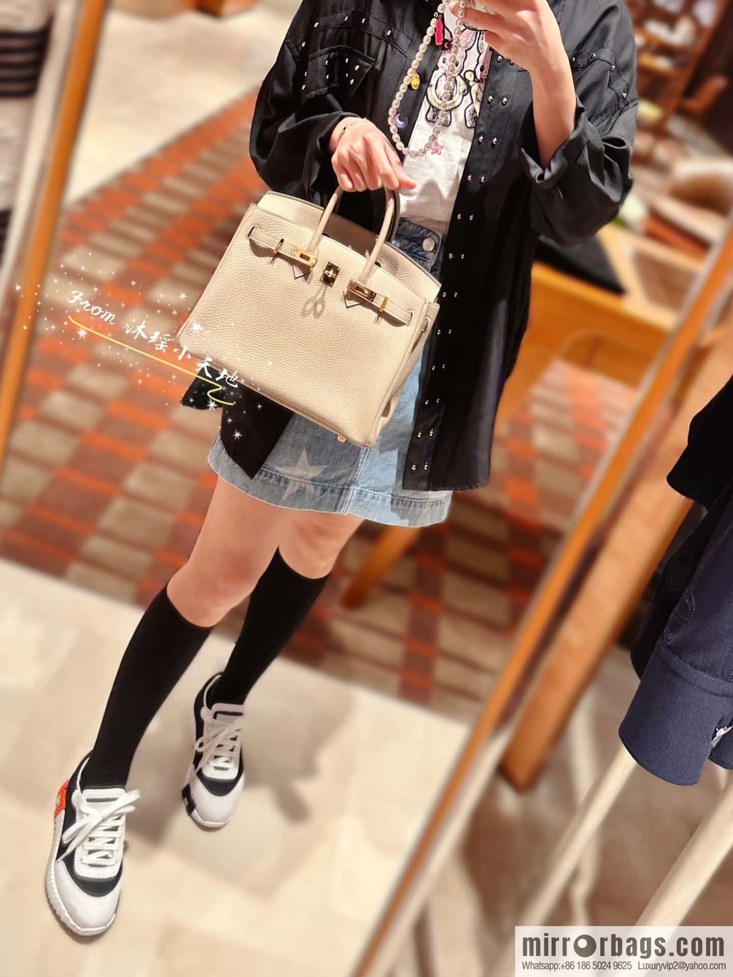 Hermes black and white panda mesh breathable sneakers