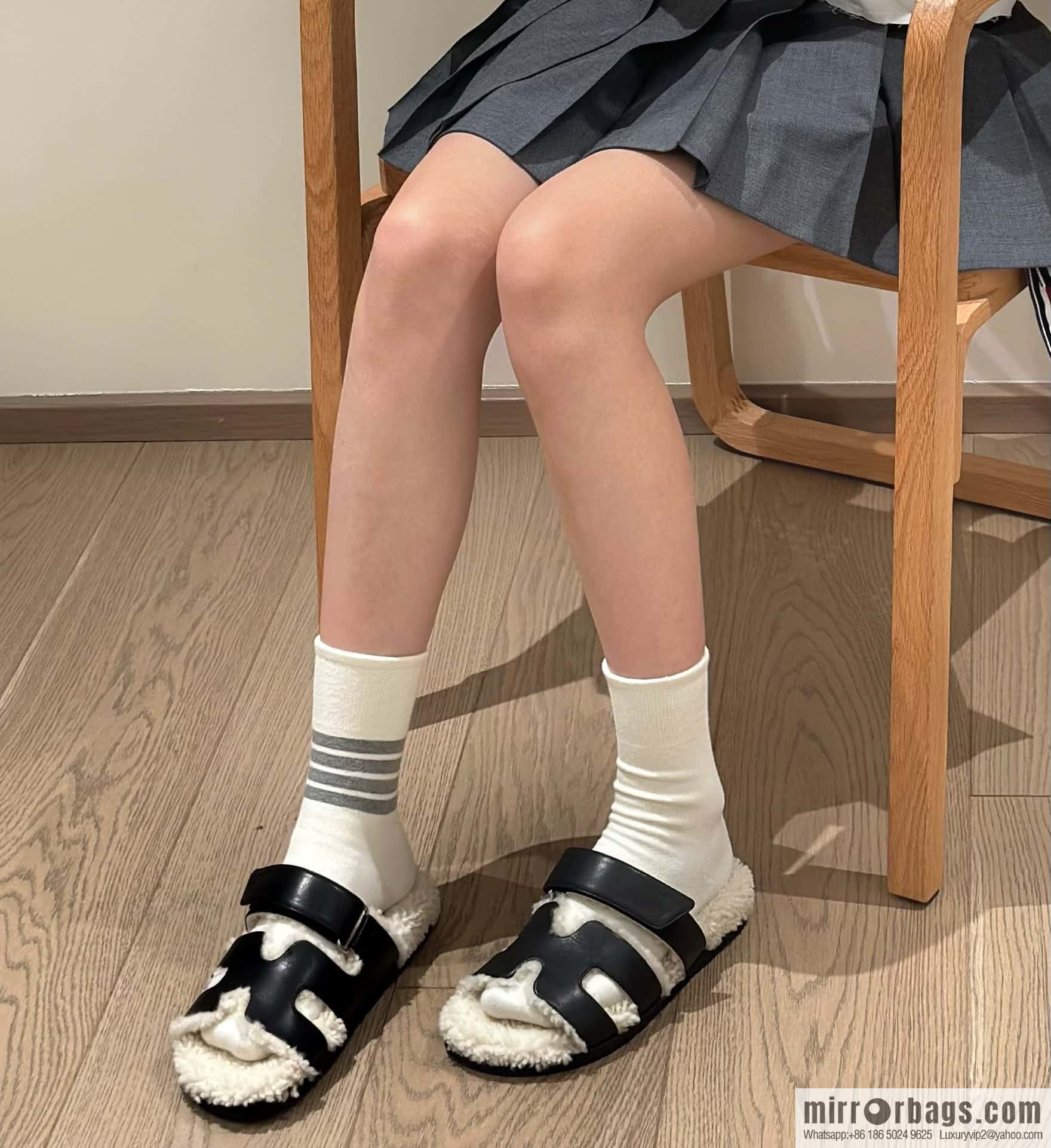 Hermès Lamb Wool Chypre Sandals
