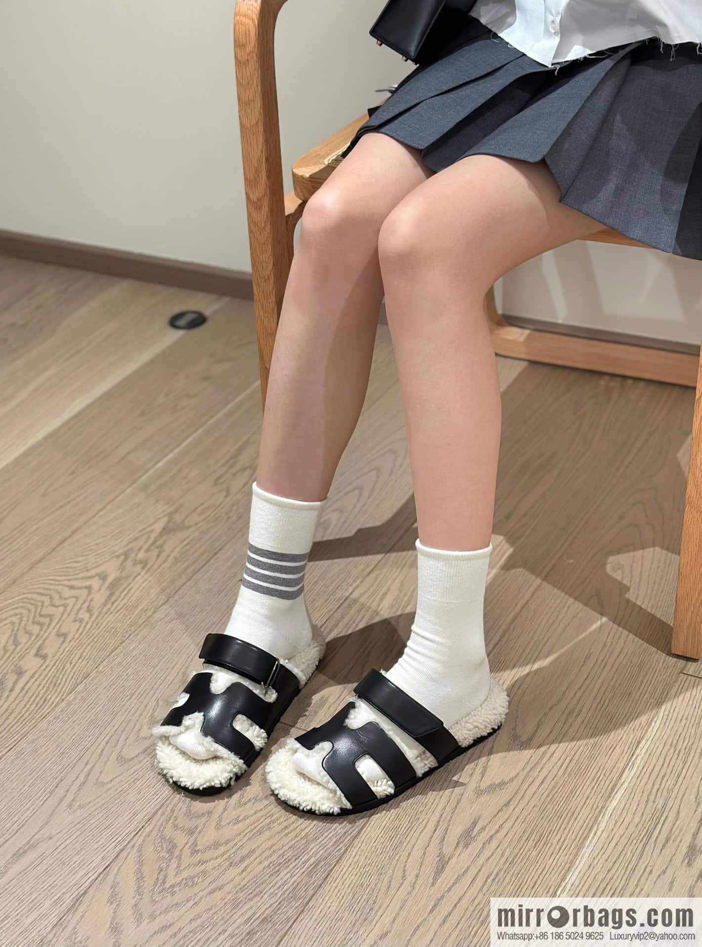 Hermès Lamb Wool Chypre Sandals
