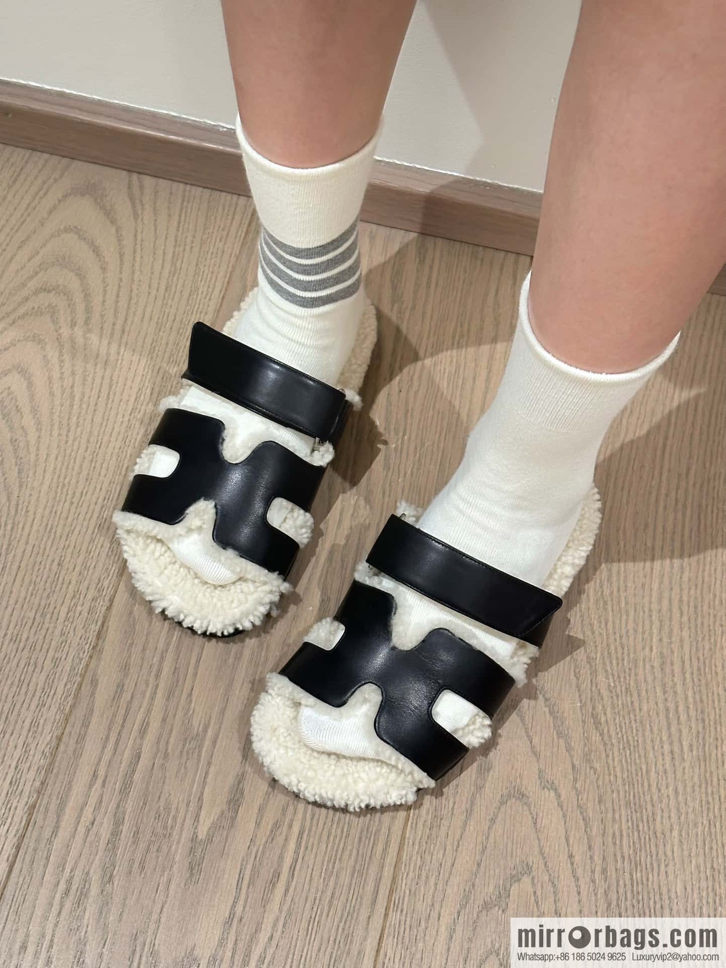 Hermès Lamb Wool Chypre Sandals