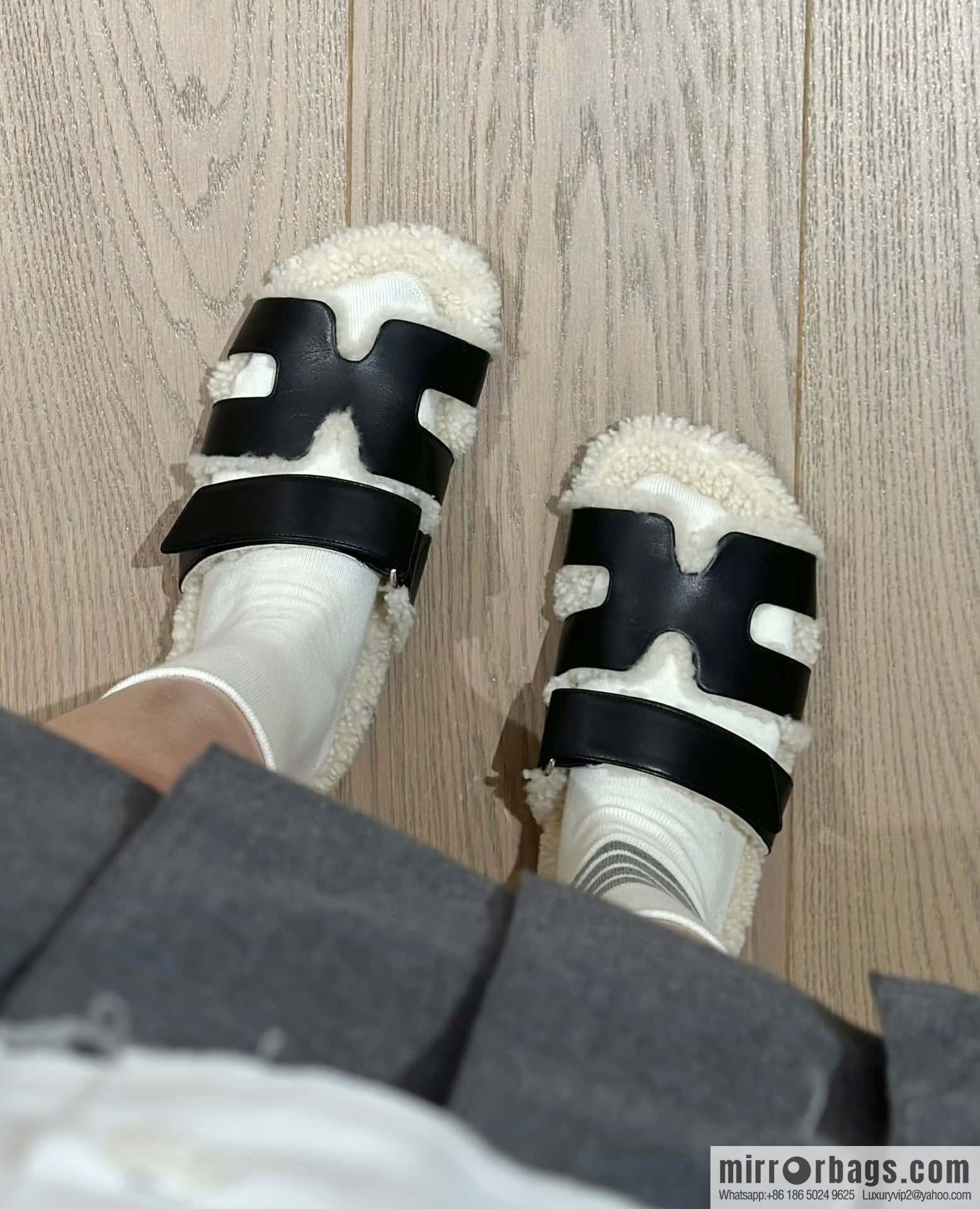 Hermès Lamb Wool Chypre Sandals