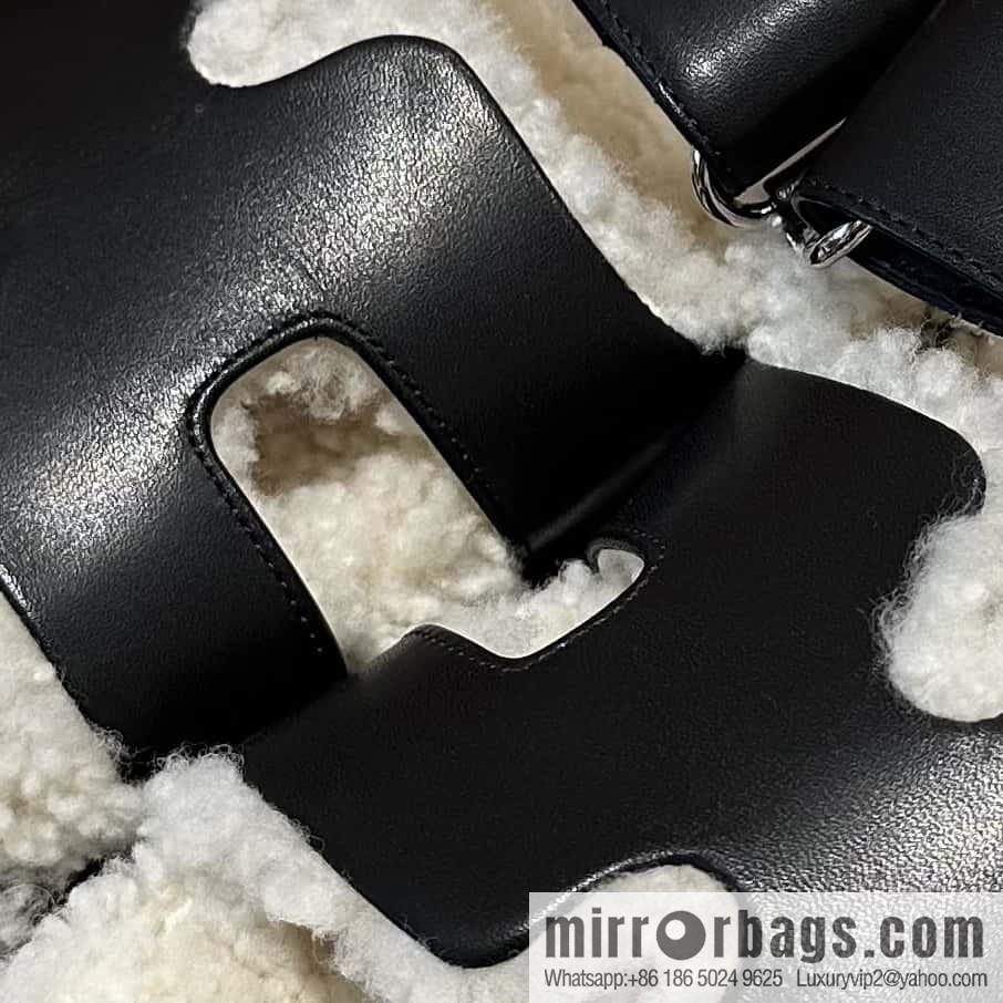 Hermès Lamb Wool Chypre Sandals