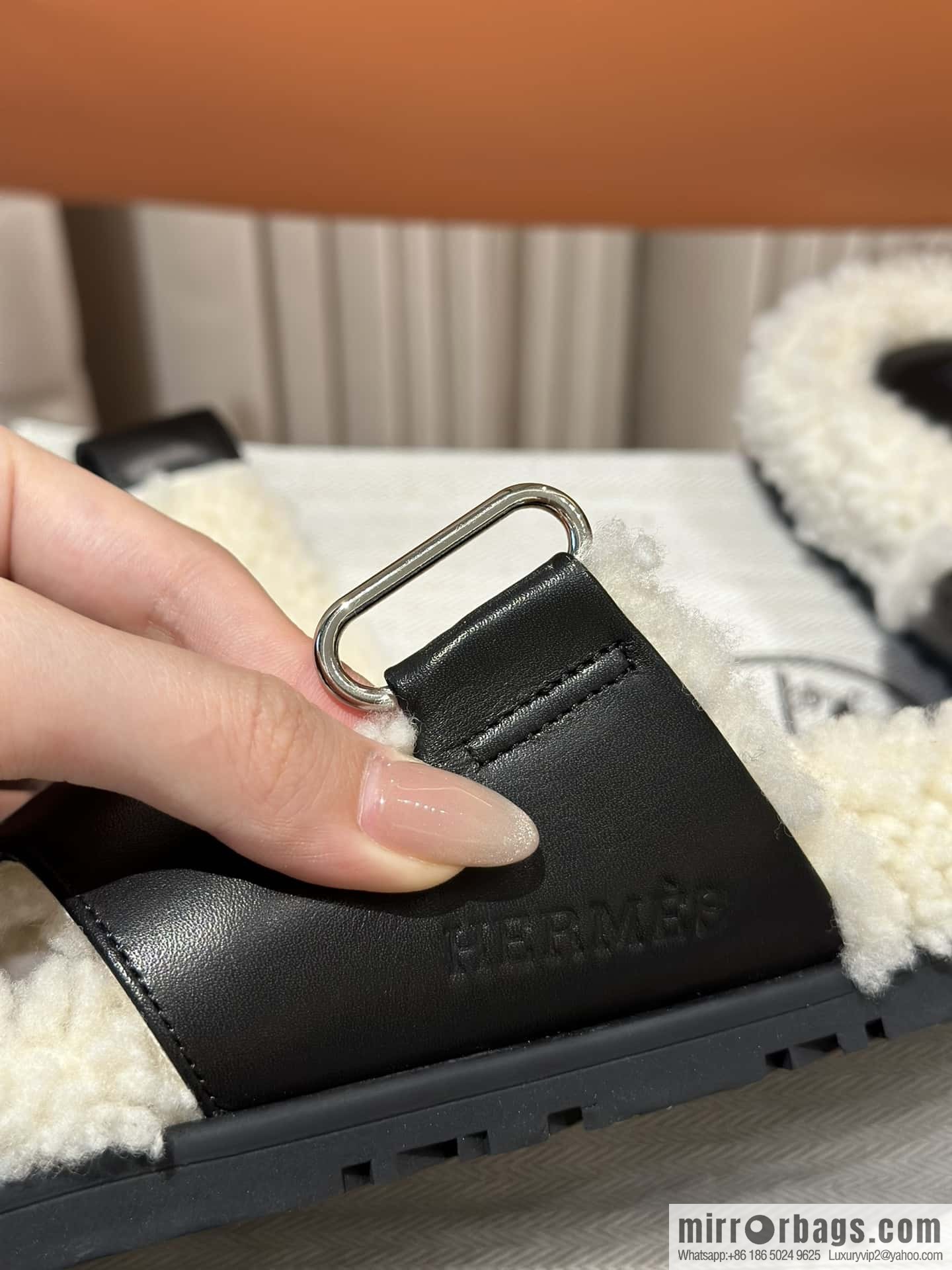Hermès Lamb Wool Chypre Sandals