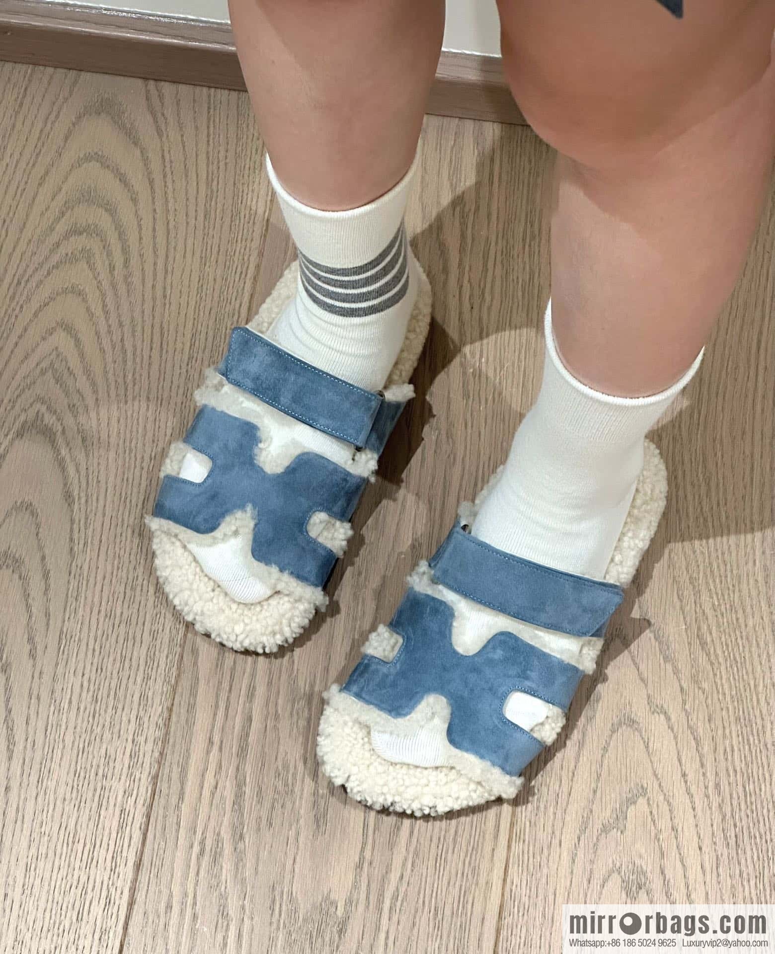 Hermès Lamb Wool Chypre Sandals