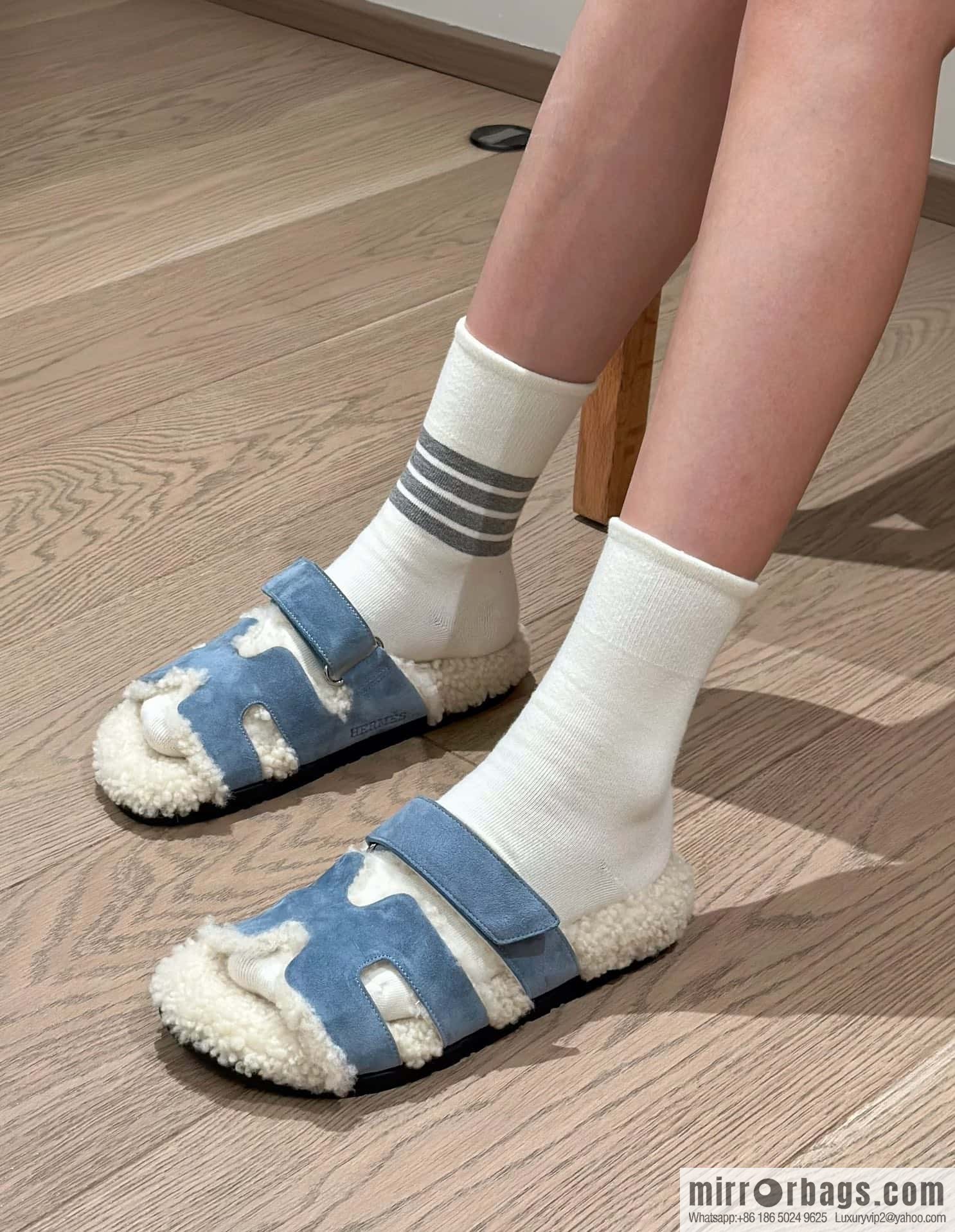 Hermès Lamb Wool Chypre Sandals