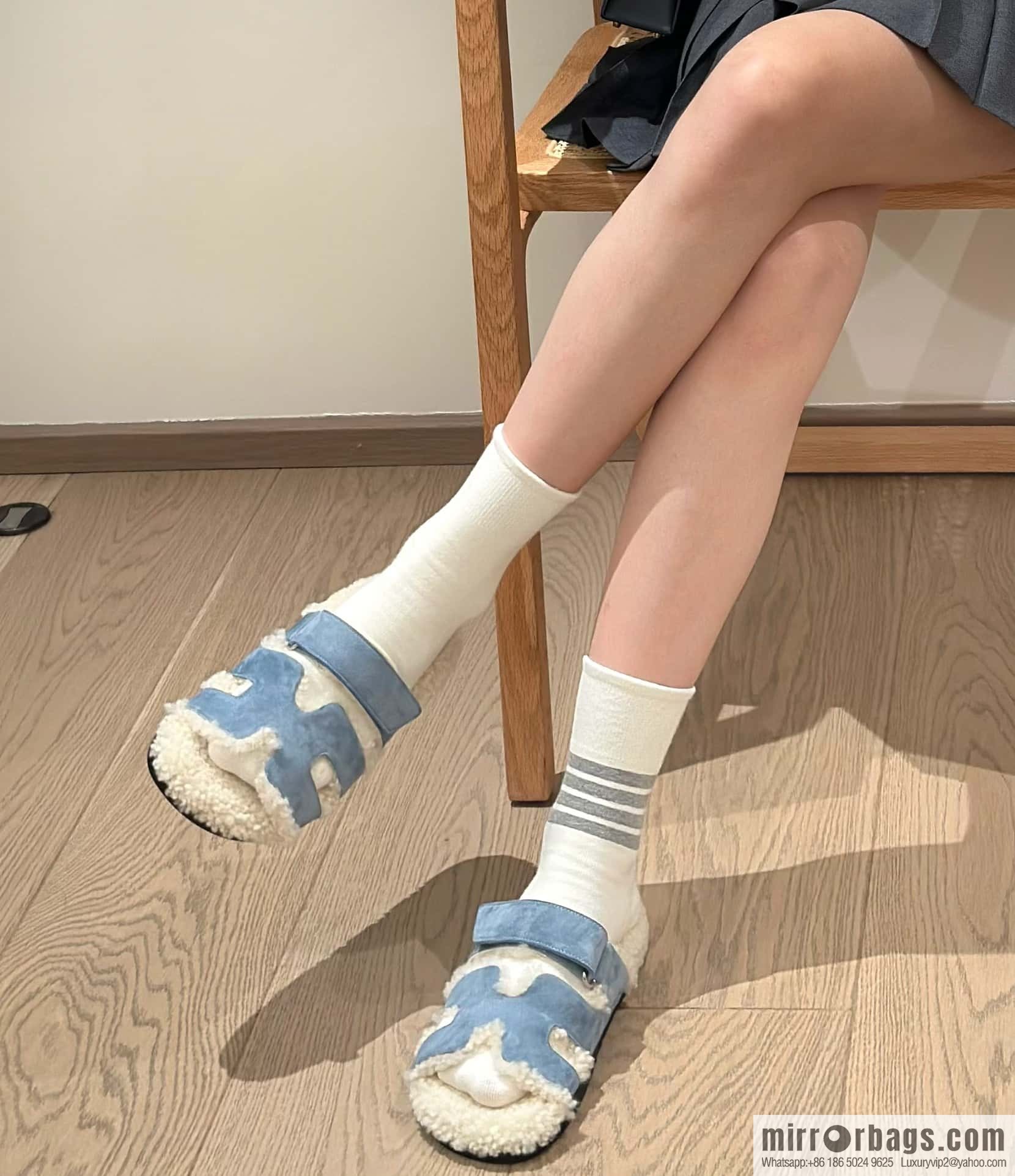 Hermès Lamb Wool Chypre Sandals