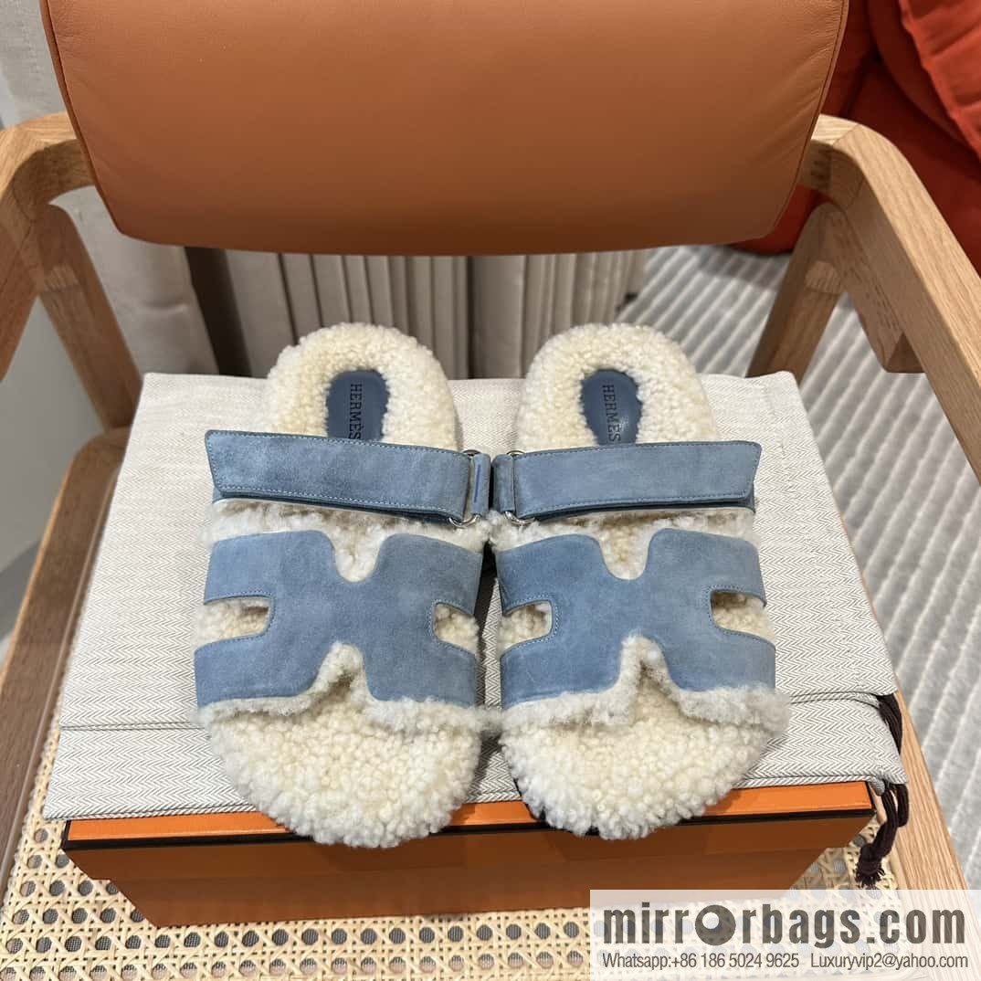Hermès Lamb Wool Chypre Sandals