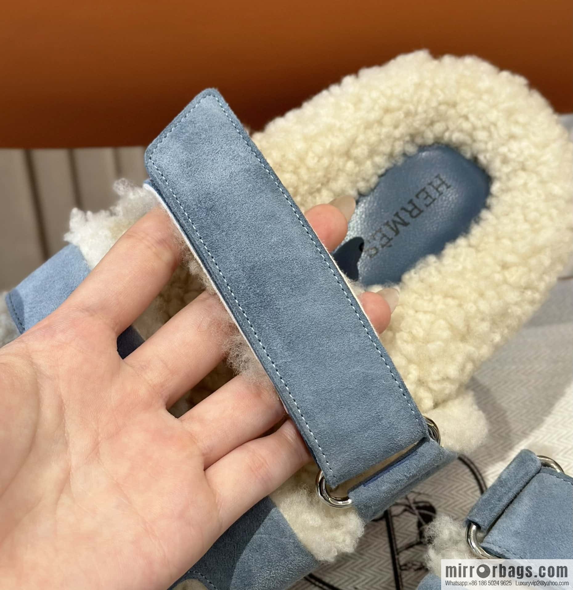 Hermès Lamb Wool Chypre Sandals