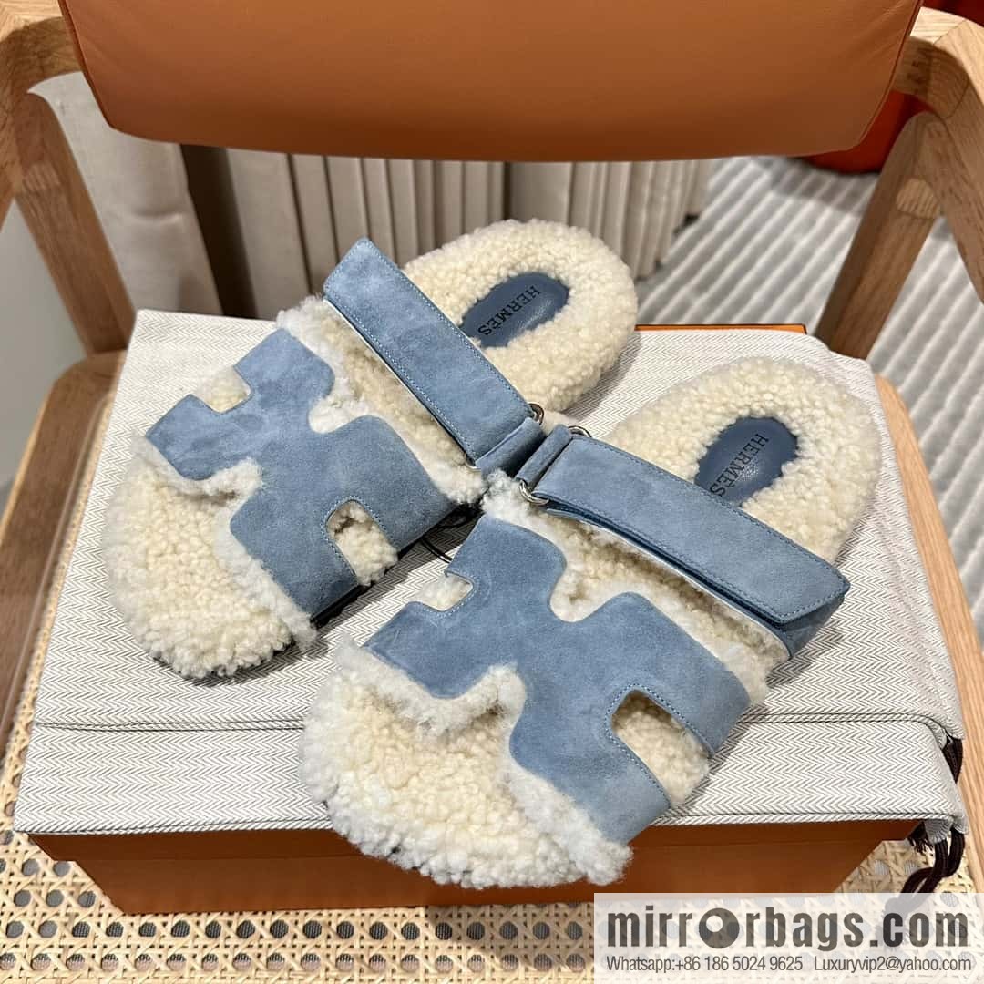 Hermès Lamb Wool Chypre Sandals