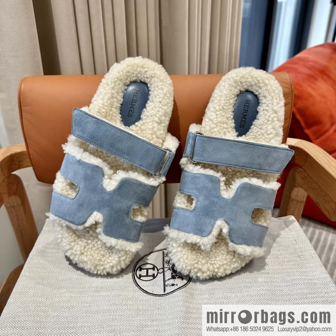 Hermès Lamb Wool Chypre Sandals