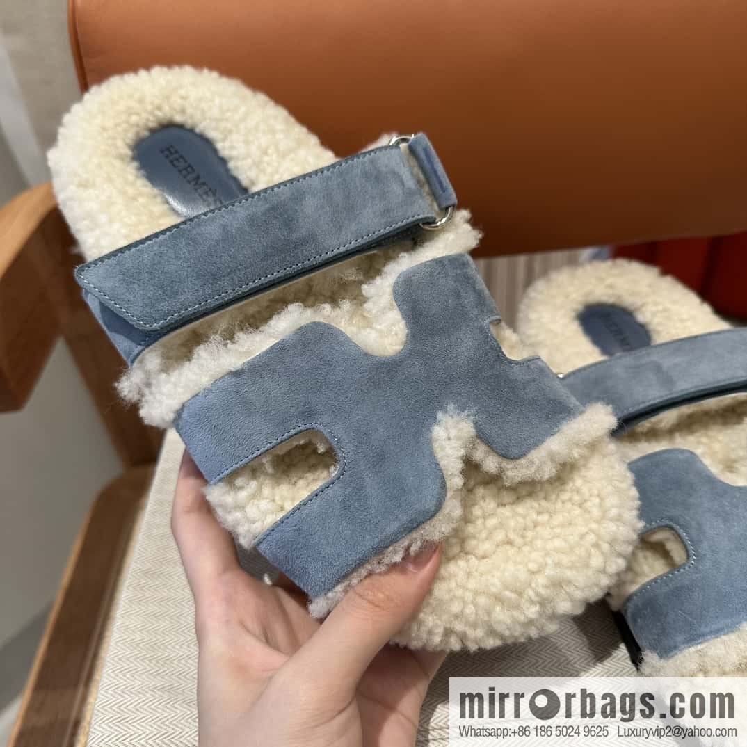 Hermès Lamb Wool Chypre Sandals
